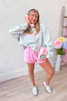 Bucket List Belinda Sweat Pant Short, casual 156 pants with comfortable fit, shown in a relaxed style on a model.