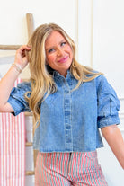 Jennifer Denim Button Down Top - Be You Boutique