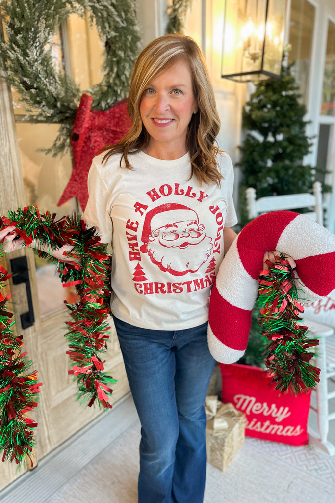 Holly Jolly Christmas Santa Graphic Tee - Be You Boutique