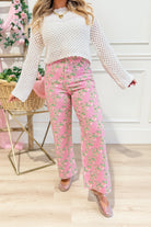 ENTRO Jenna floral printed 156 pants featuring colorful floral patterns and a relaxed fit, perfect for casual wear.