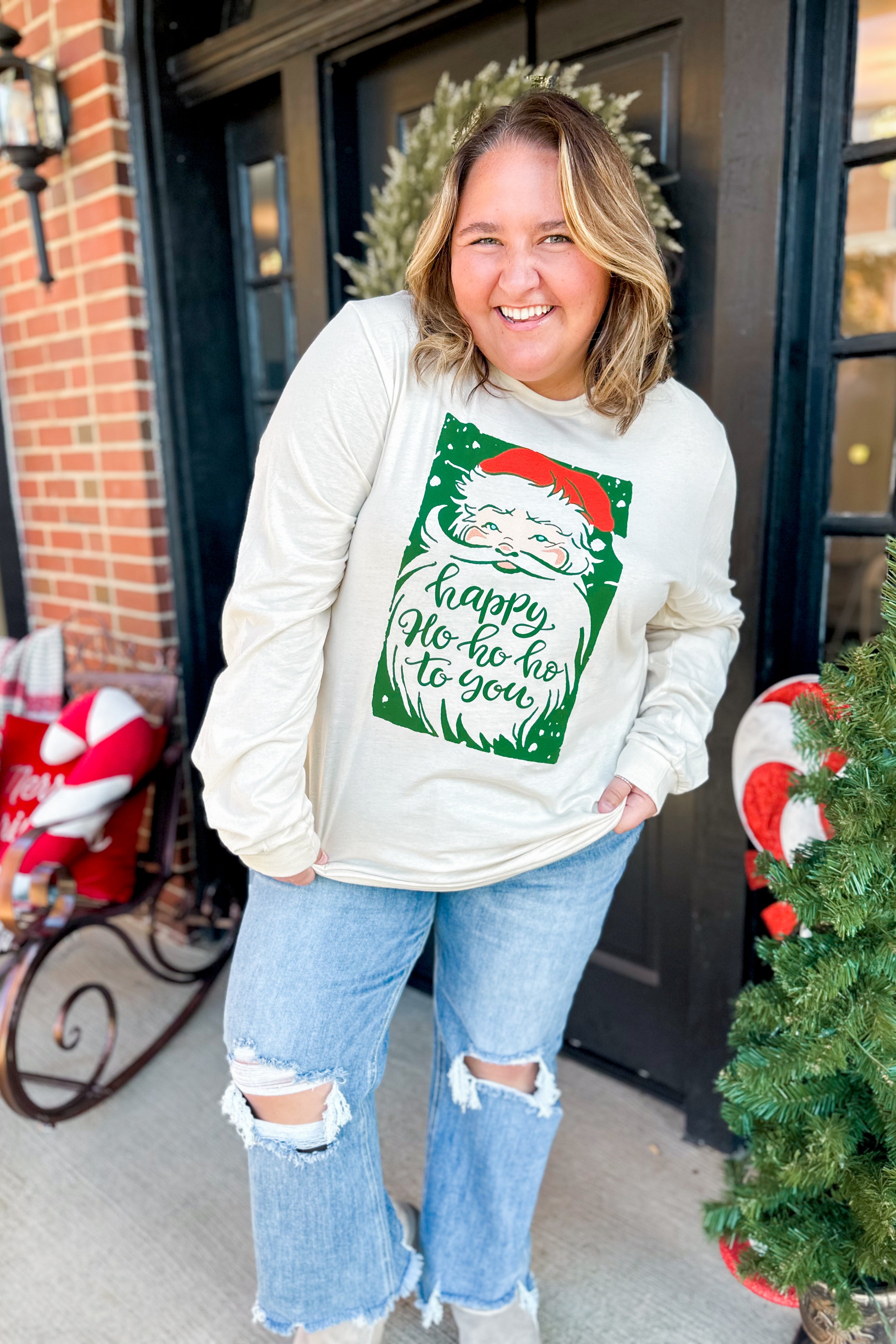 Happy Ho Ho Ho Long Sleeve Unisex Graphic Tee - Be You Boutique