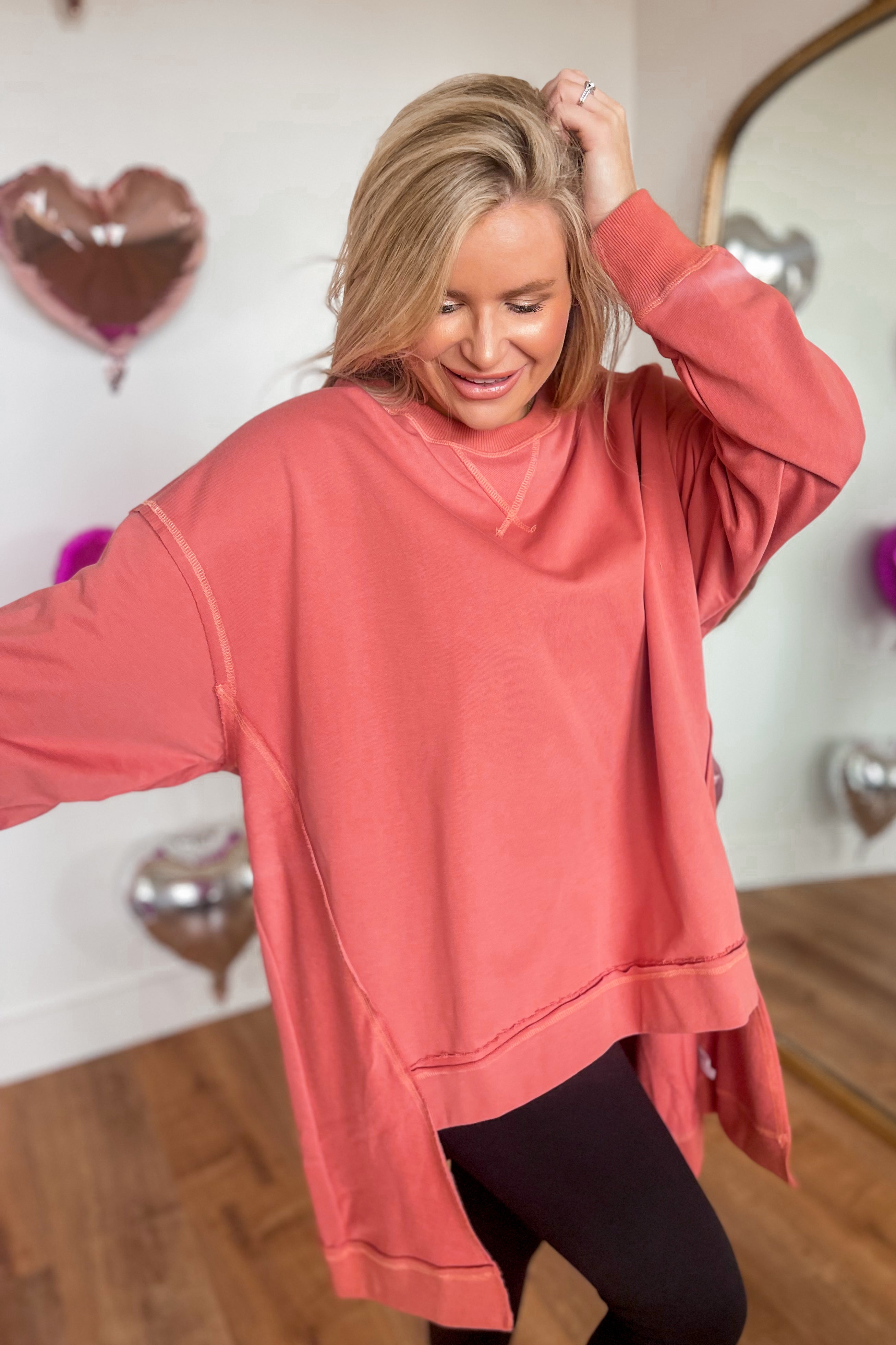 Ruth Hi-Low Long Sleeve Pullover Top - Be You Boutique