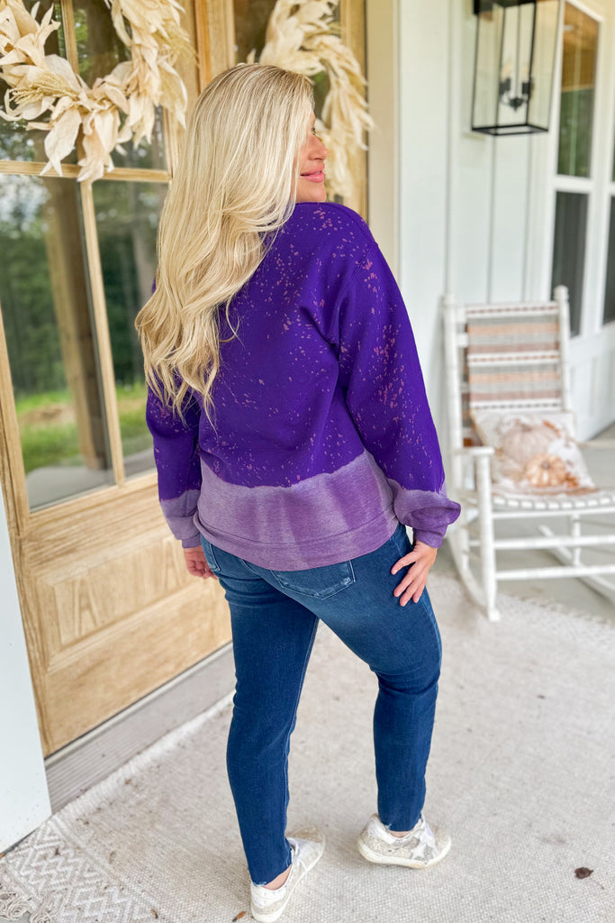 Somerset Sprinkle Bleached Dipped Long Sleeve Sweatshirt Top - Be You Boutique