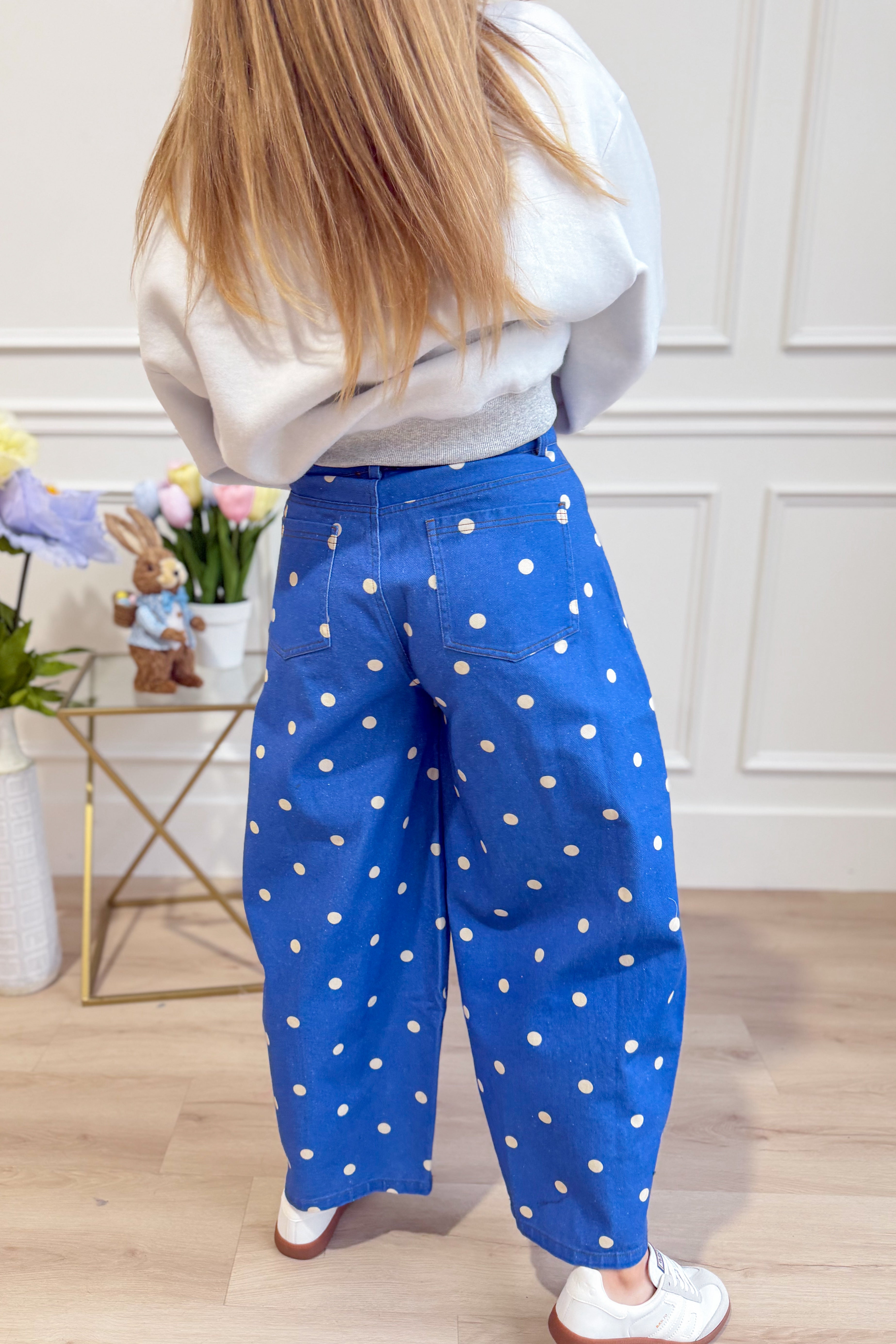 Landry Royal Blue Polka Dot Barrel Jean - Be You Boutique