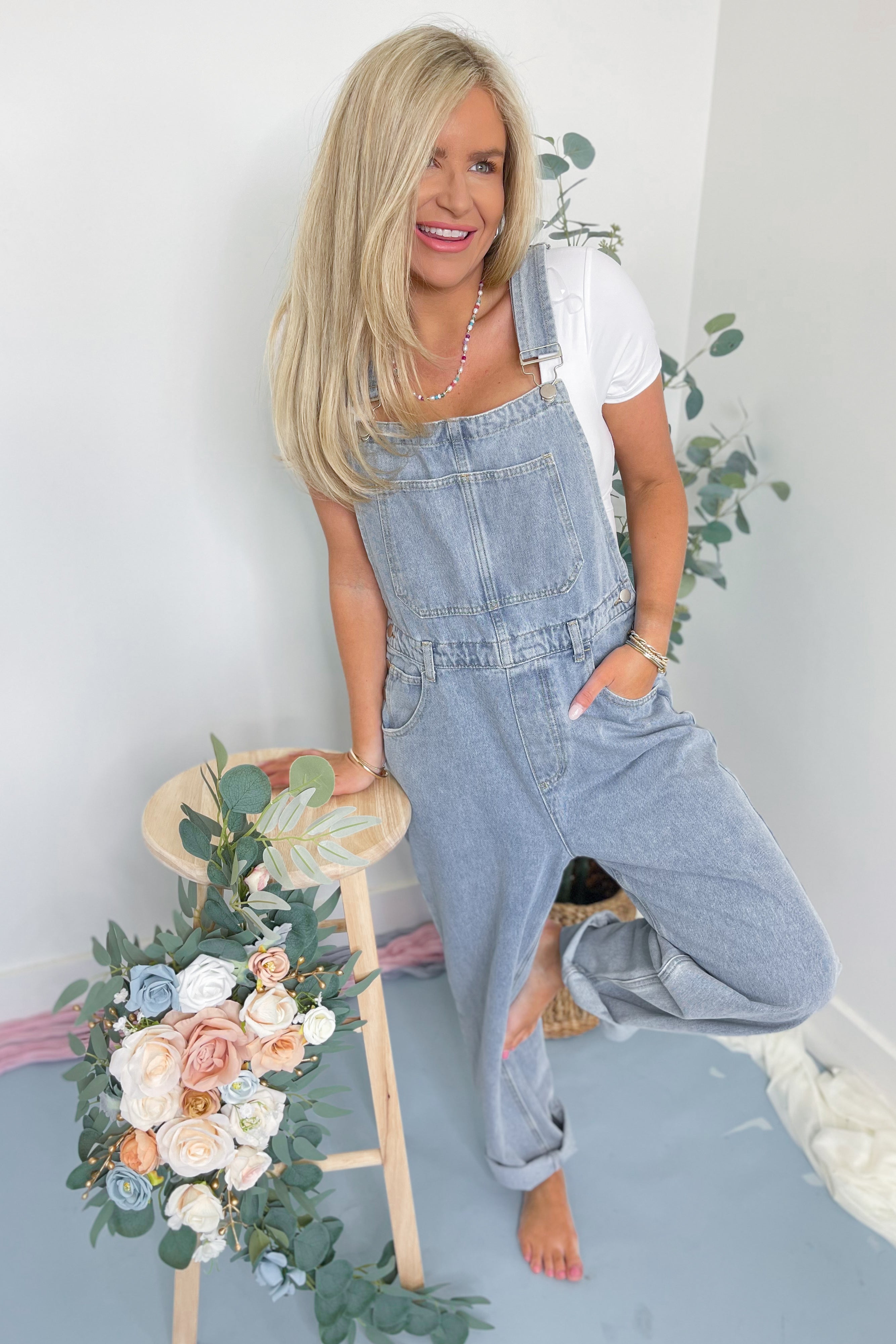 Georgie Washed Denim Overall Jumpsuit - Be You Boutique