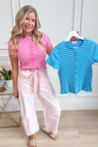 Molly Pink Striped Ribbed Knit Top - Be You Boutique