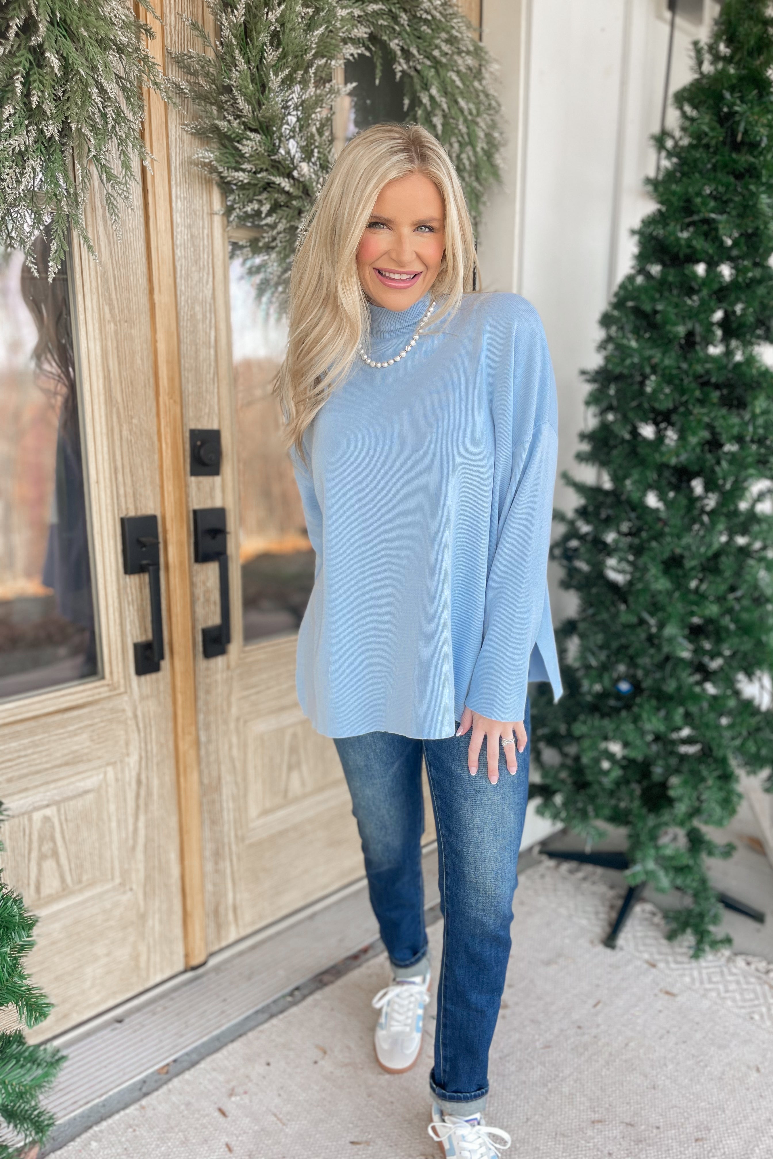Boone Mock Neck Long Sleeve Sweater Top - Be You Boutique