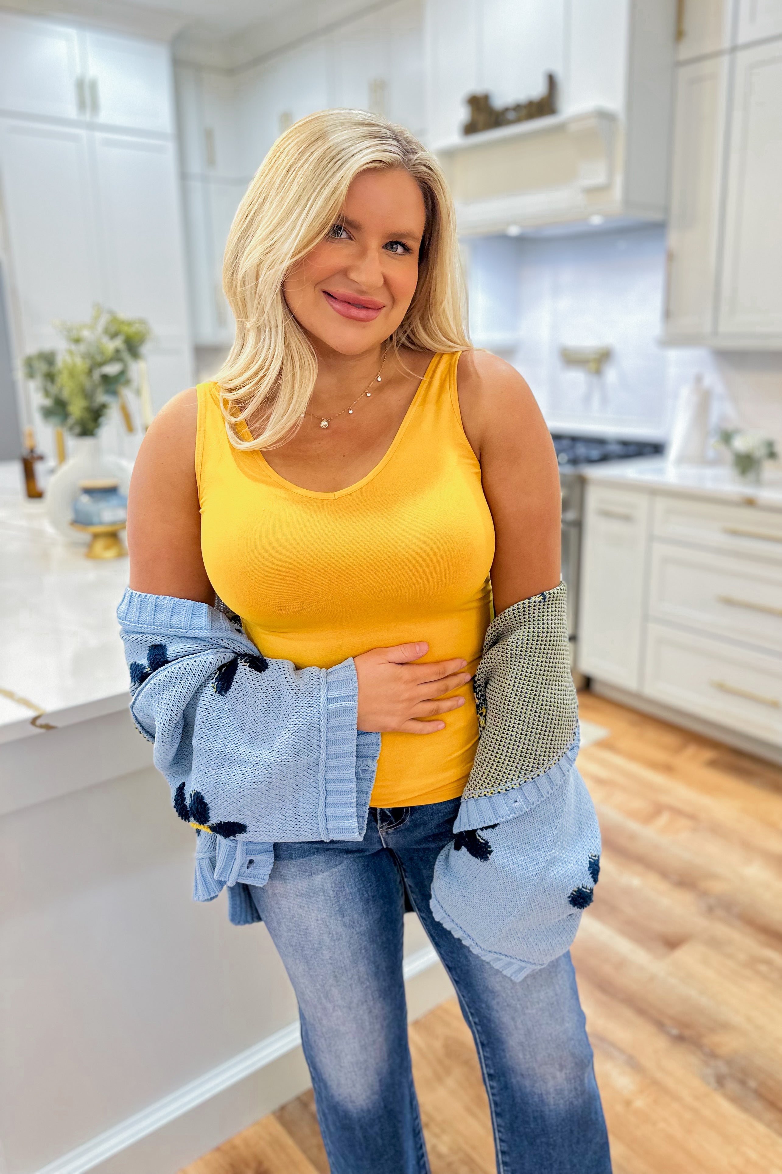 Cathy Basic Reversible Seamless Tank ~ Mustard - Be You Boutique