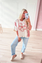 Hannah Flower Patch Plaid Pullover - Be You Boutique