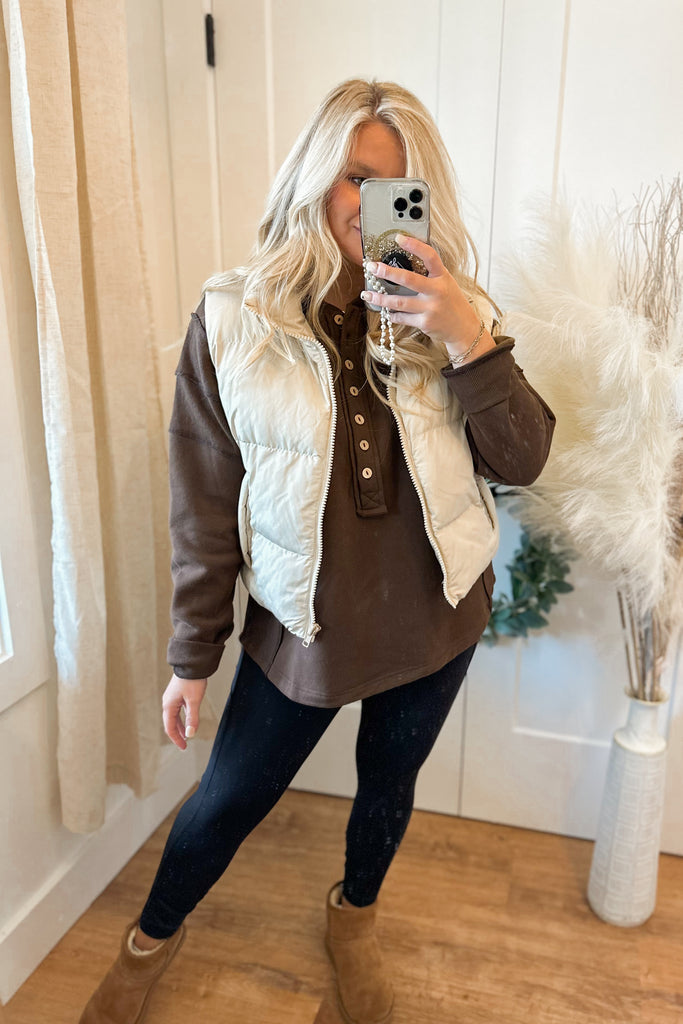 Andi Loose Fit Henley Long Sleeve Top - Be You Boutique