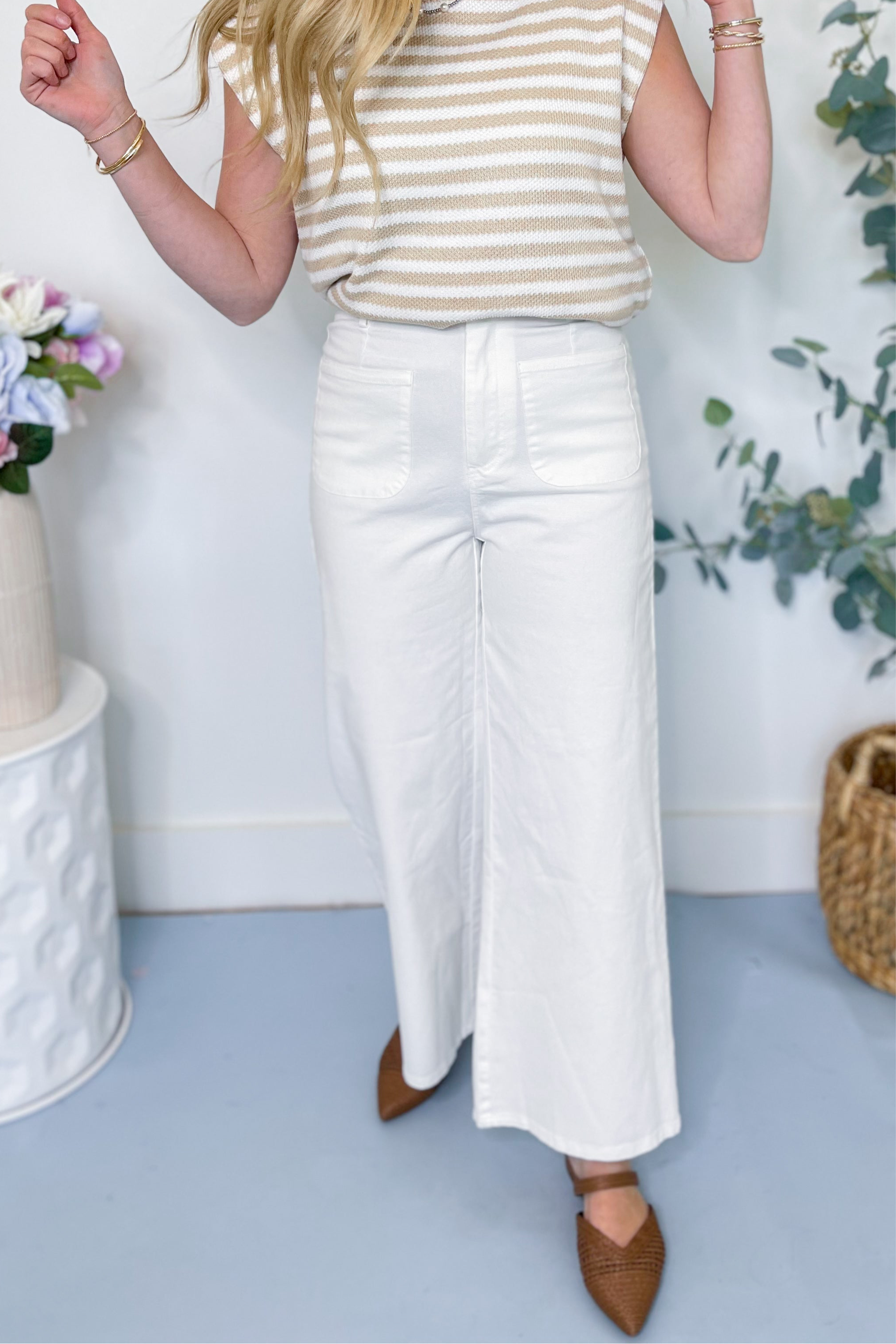 Eloise Wide Leg Patch Pocket Jean - Be You Boutique