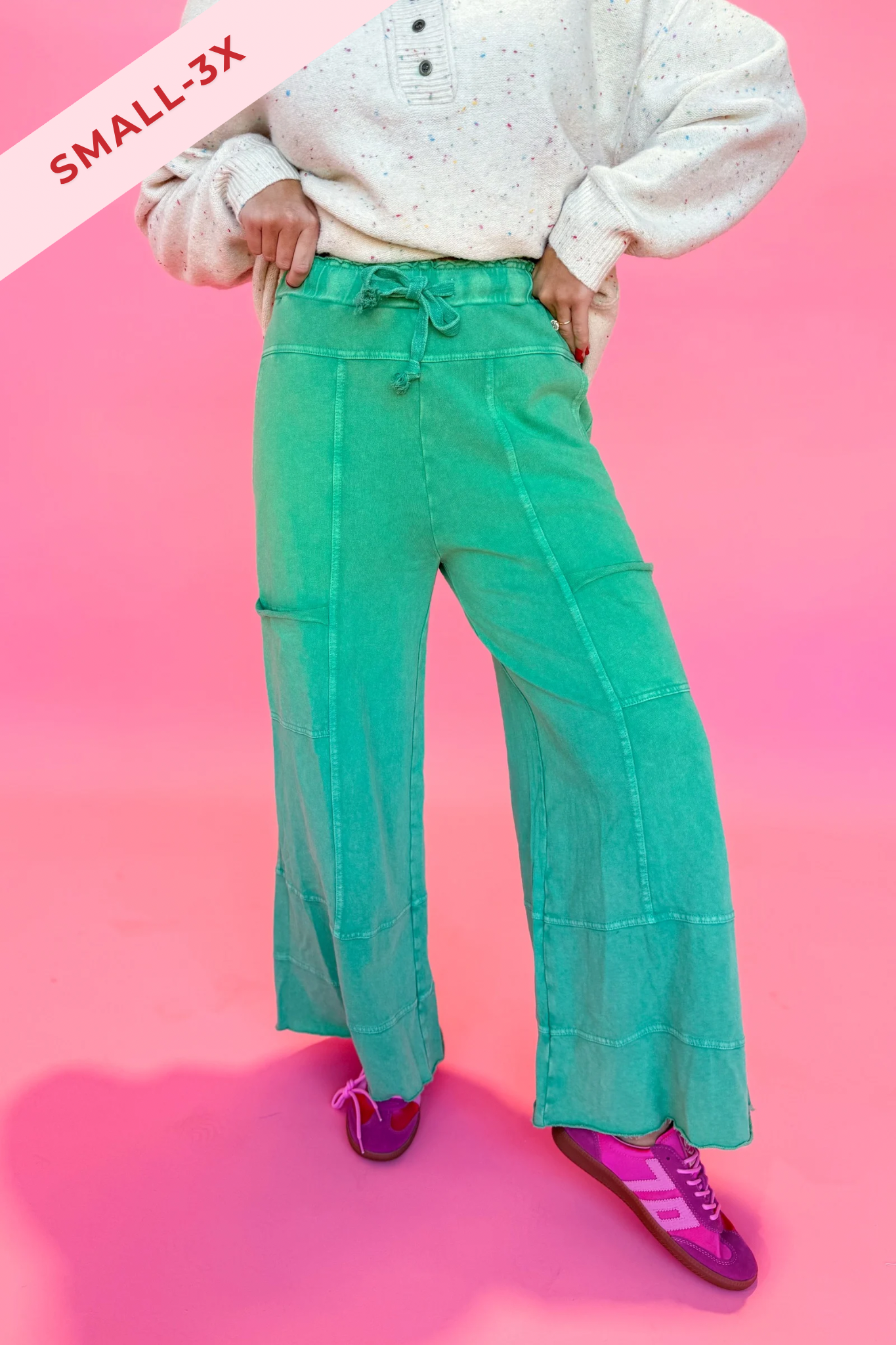 Bradley Mineral Washed Terry Knit Wide Leg Pants [S~3X] - Be You Boutique