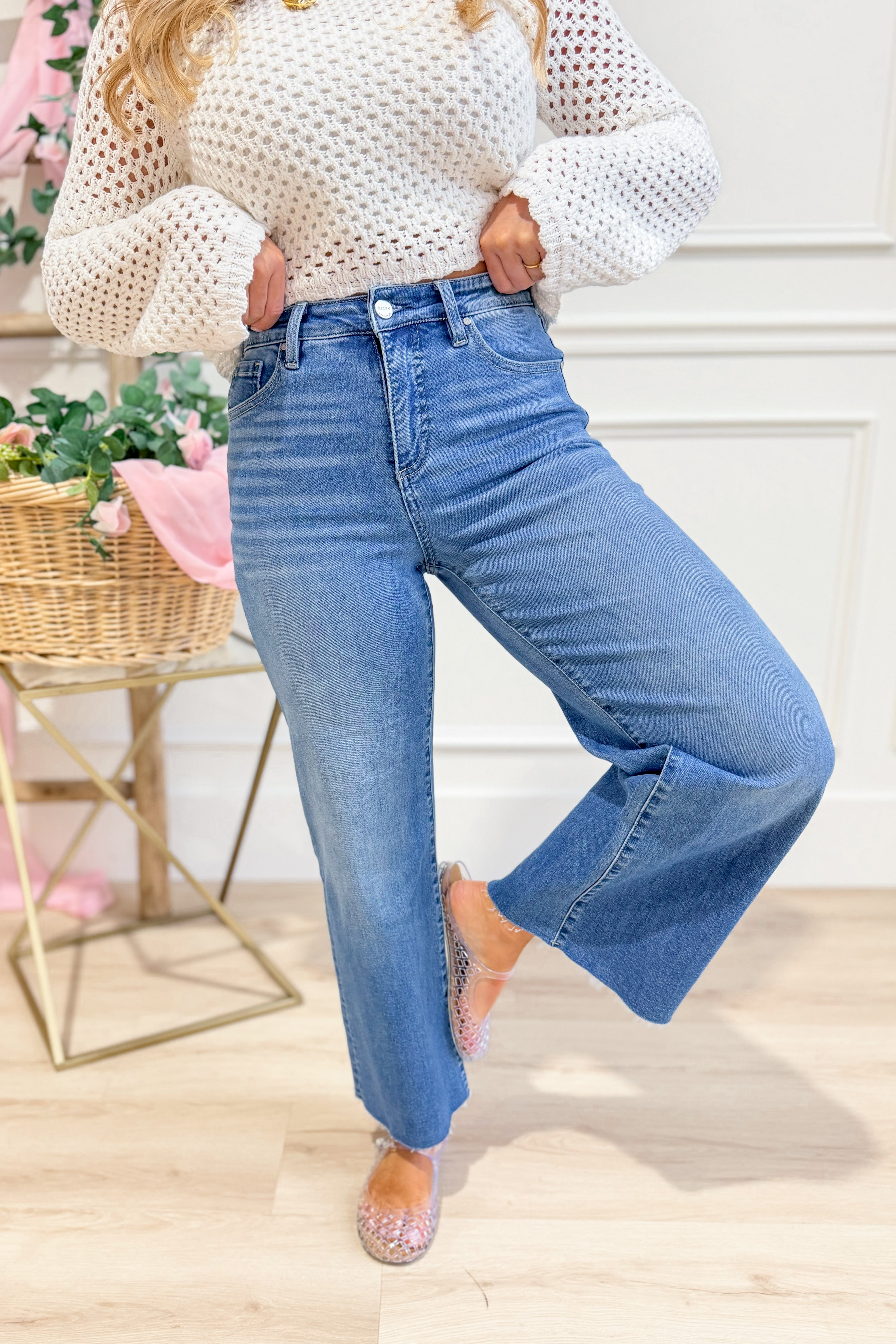 Risen Stevie High Rise Crop Wide Leg Tummy Control Pants - Be You Boutique