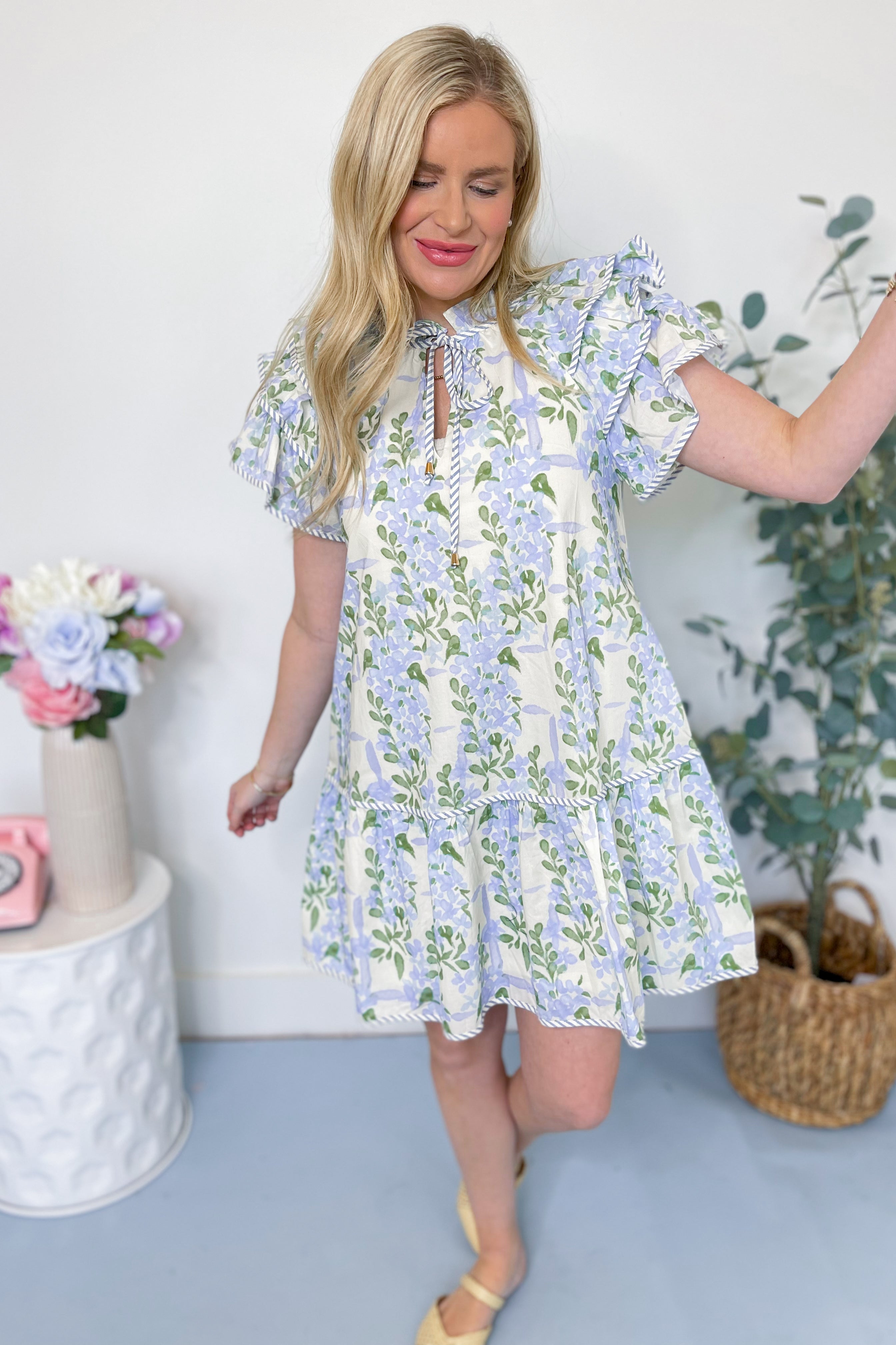 Roman Floral Triple Ruffle Sleeve - Be You Boutique