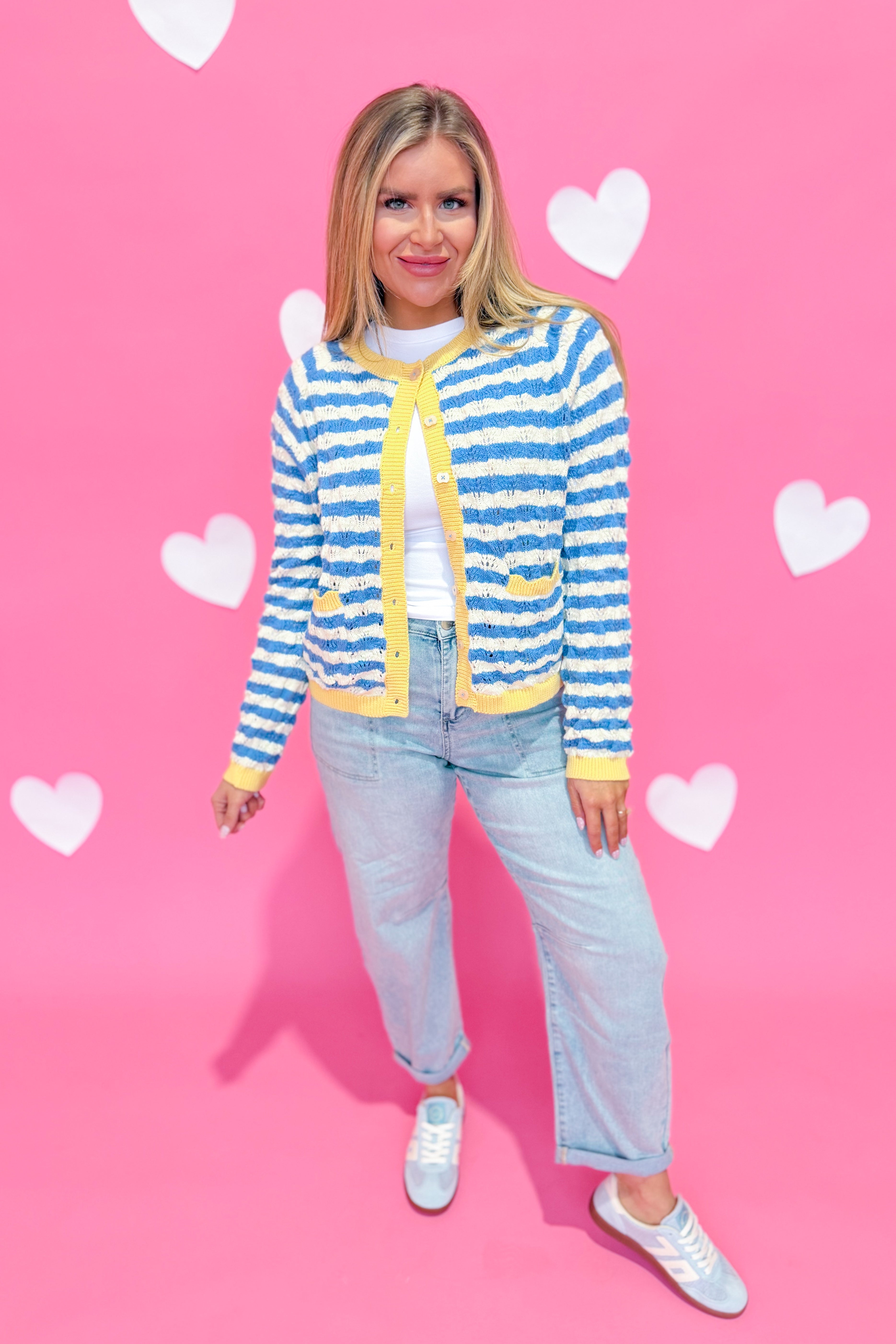 Sadie Striped Button Down Cardigan - Be You Boutique