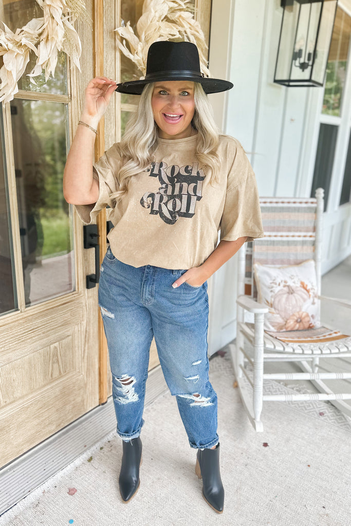 Rock and Roll Acid Washed Cotton Shirts with Rhinestones - Be You Boutique
