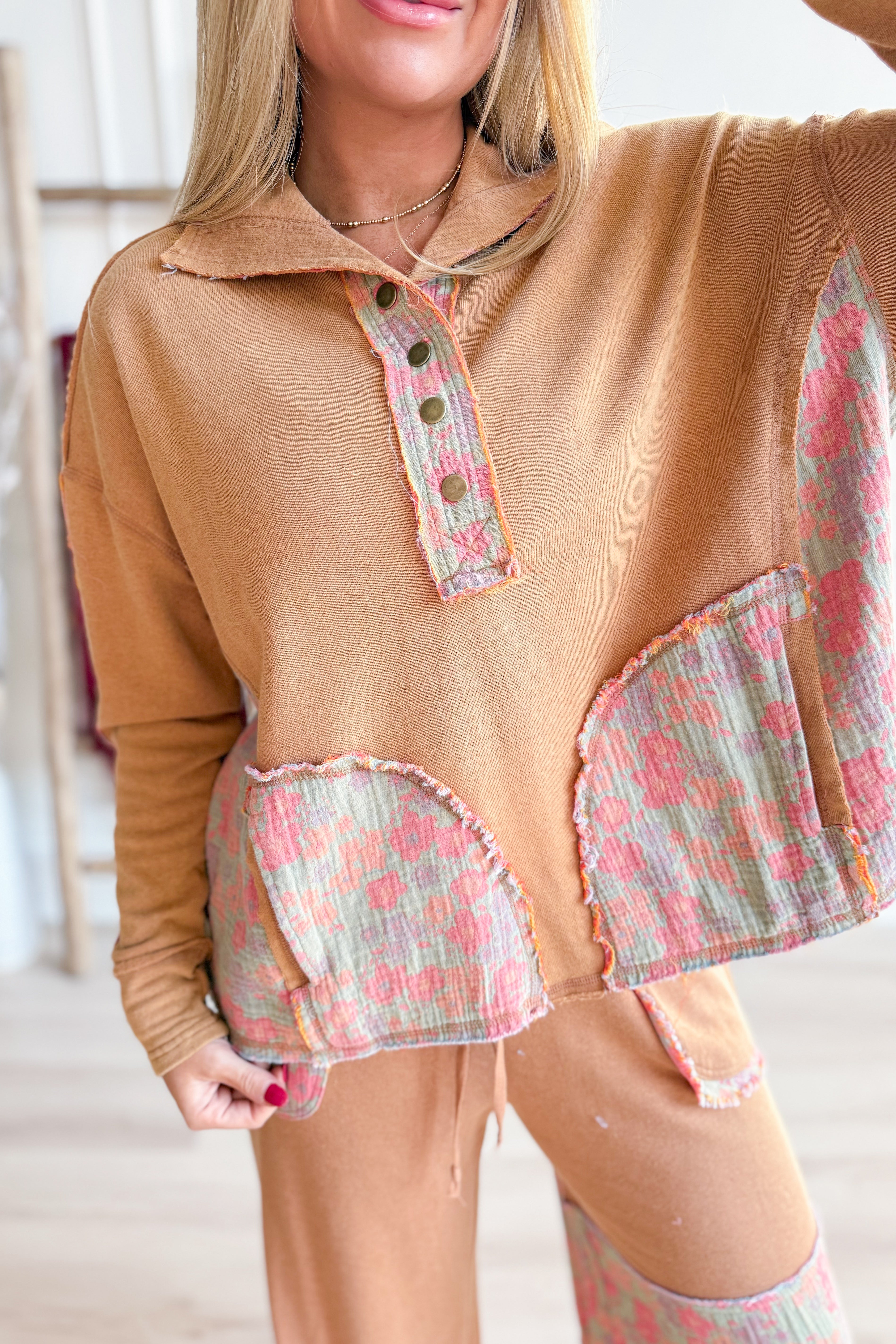 Rachel Mineral Wash Snap Button Pullover - Be You Boutique