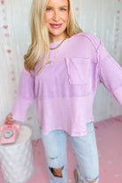Lily Thermal Mix 3/4 Sleeve Washed Top - Be You Boutique