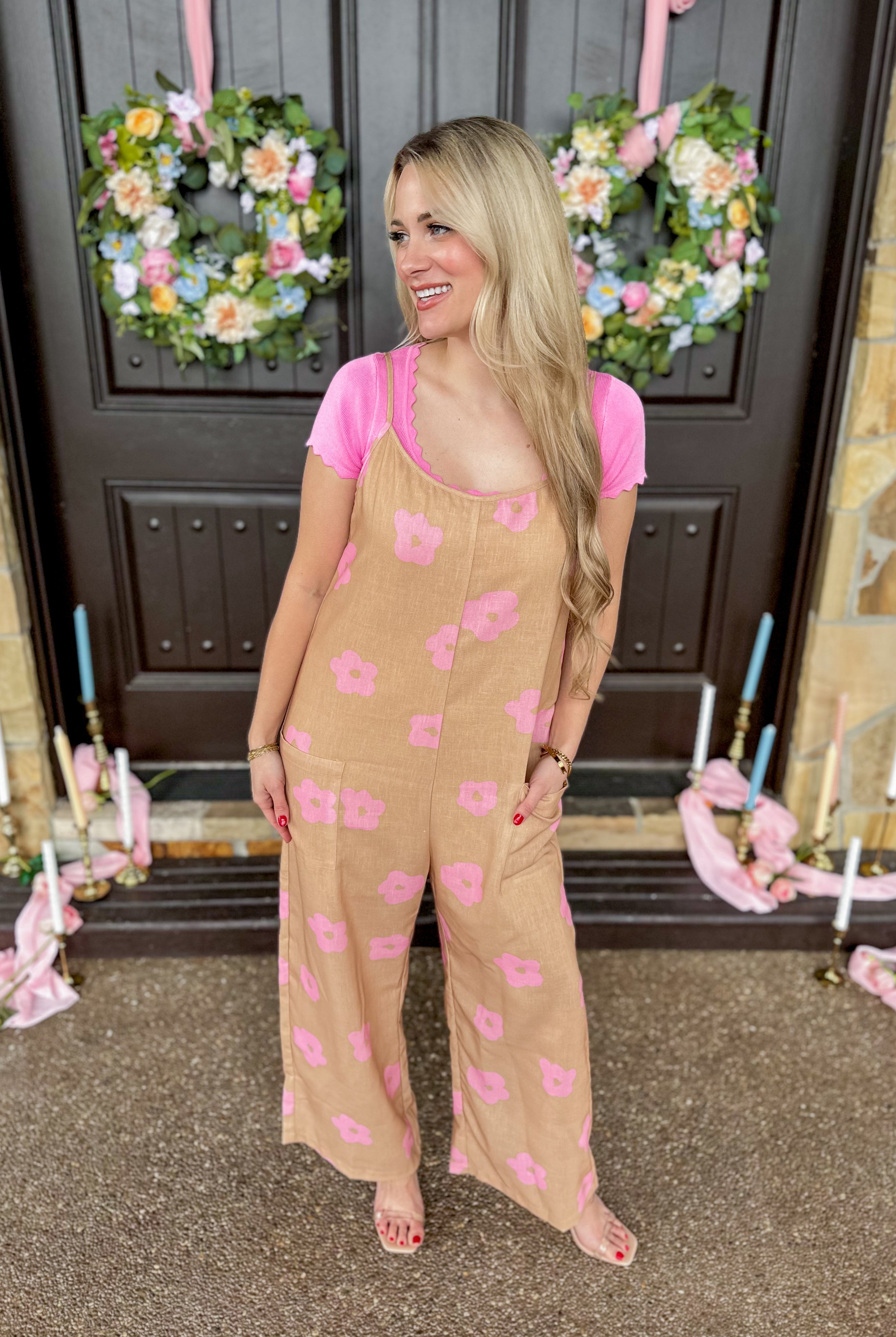 Shana Floral Print Jumpsuit With Pockets - Be You Boutique