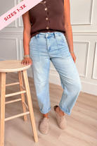 Risen Zach Mid Rise Barrel Jeans [1-3XL] - Be You Boutique