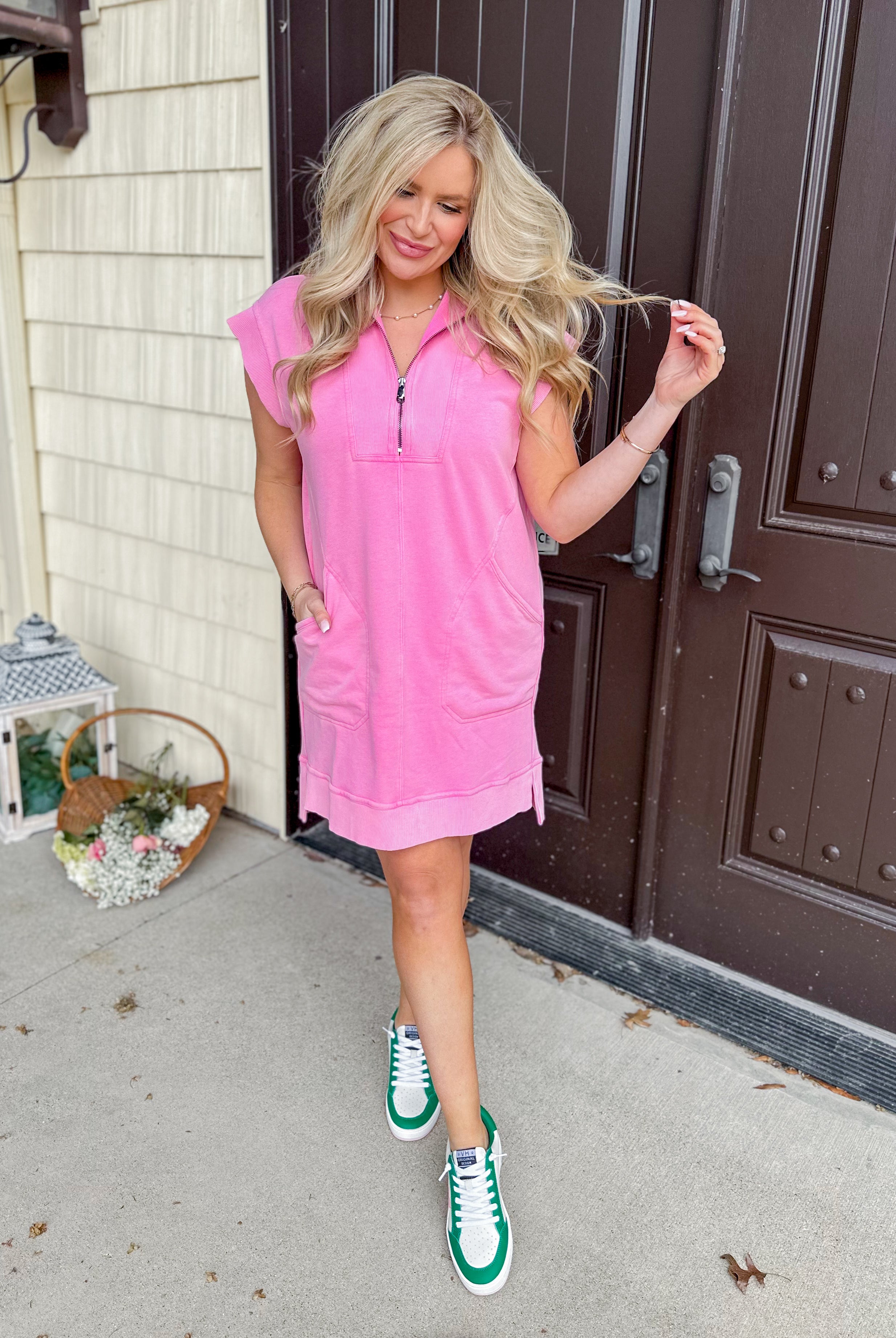Penelope Zip Front Dress with Pockets - Be You Boutique