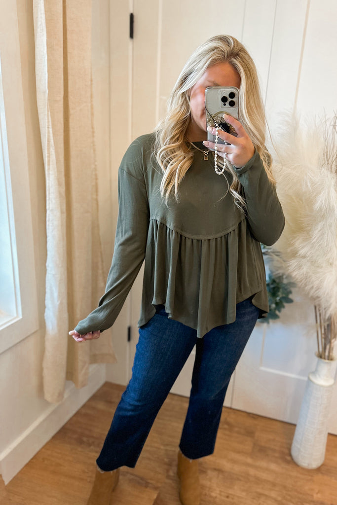 Melly Soft Thermal Layered Babydoll Flare Top - Be You Boutique