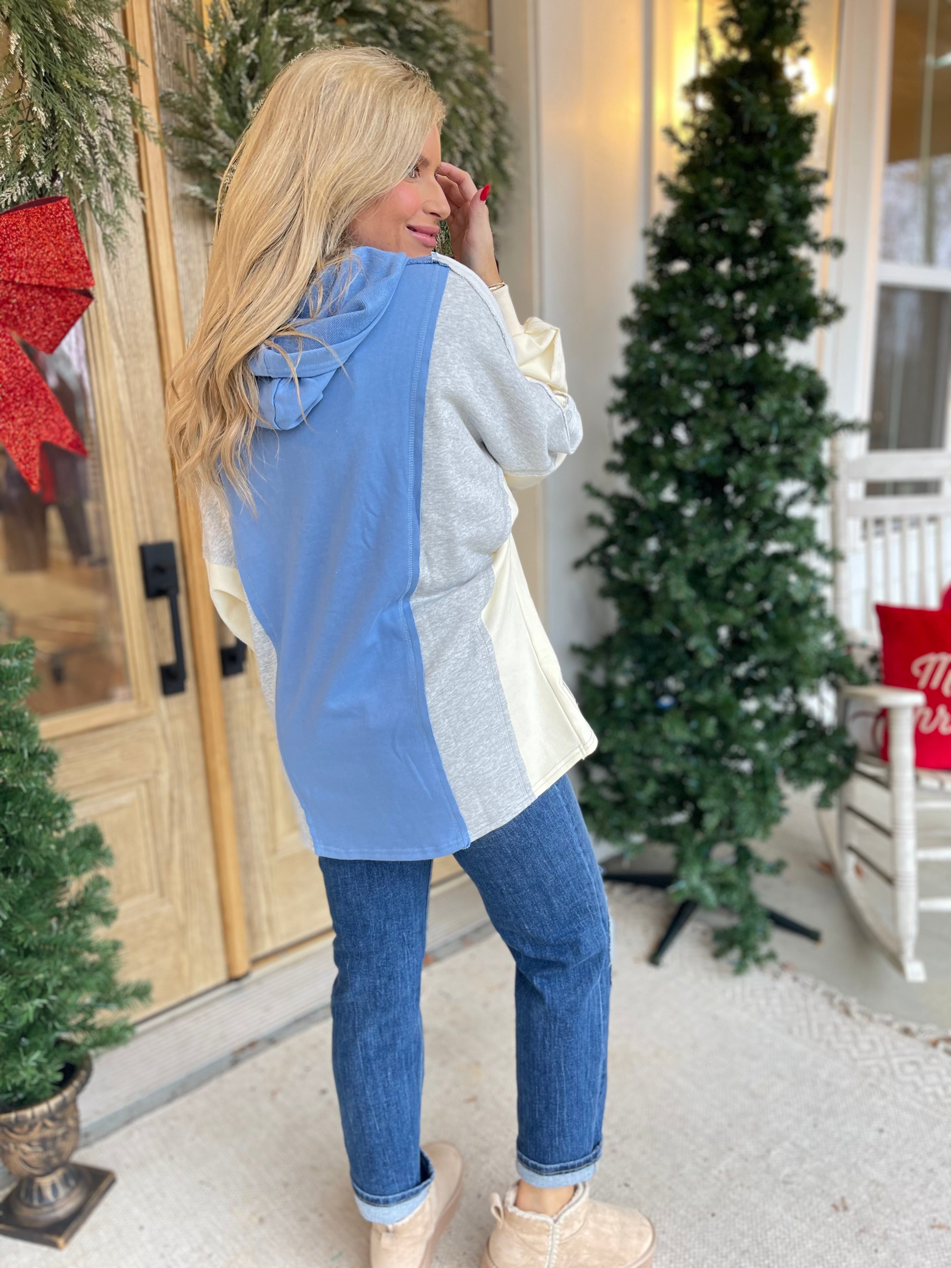 Oversized colour block hoodie on sale