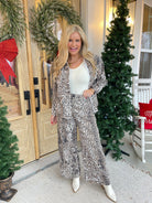 Fancy Animal Print Denim Long Sleeve Jacket - Be You Boutique
