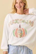 Pumpkin Mixed Pattern Pullover Top - Be You Boutique