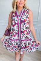 Nikki Floral Ruffle Hem Sleeveless Dress - Be You Boutique