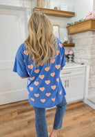 Ava Short Sleeve Heart Print Relaxed Fit Top - Be You Boutique