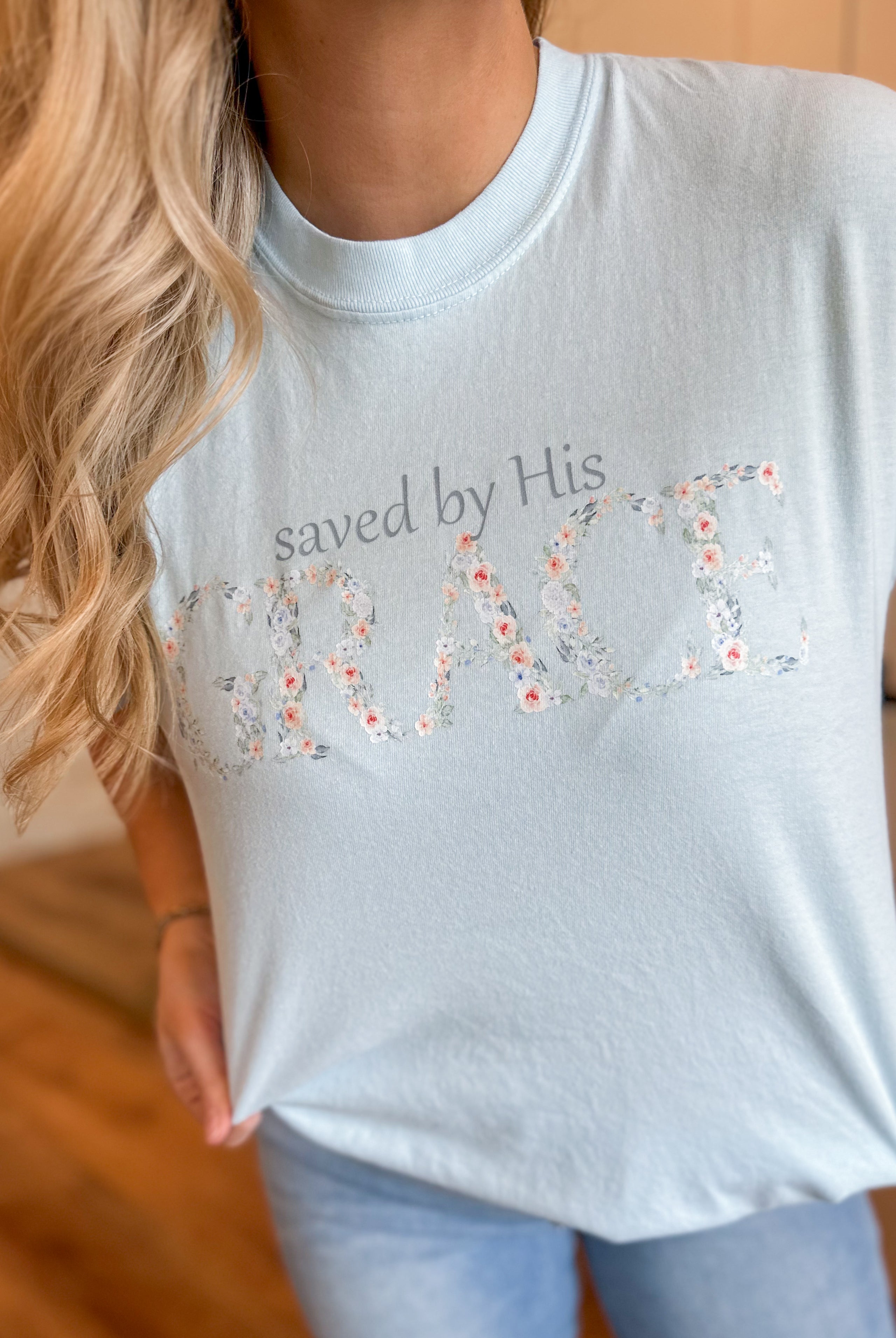 Saved By His Grace Comfort Colors Graphic Tee - Be You Boutique