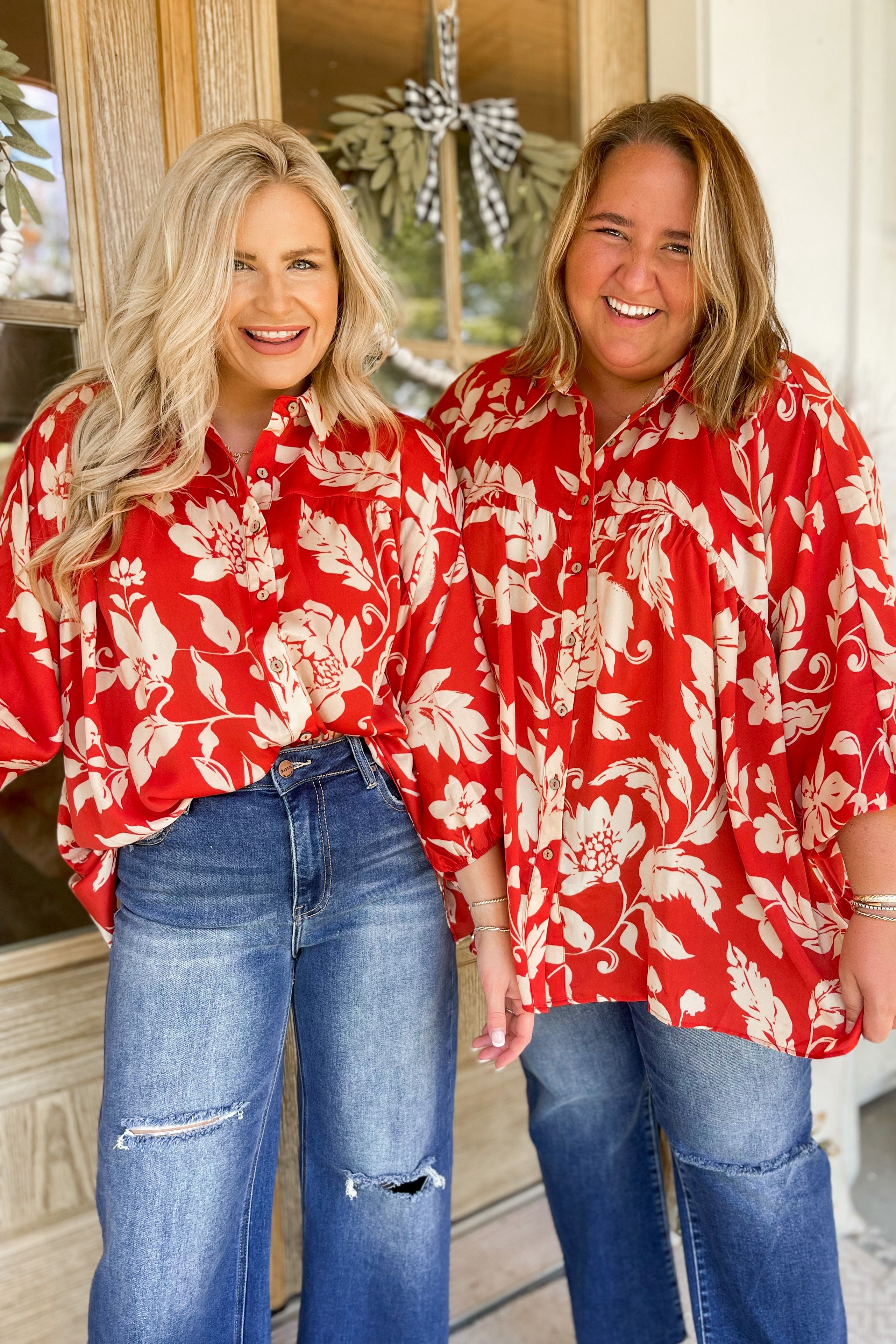 Gentry Printed Mirabelle Satin Long Sleeve Blouse [S-3X] - Be You Boutique