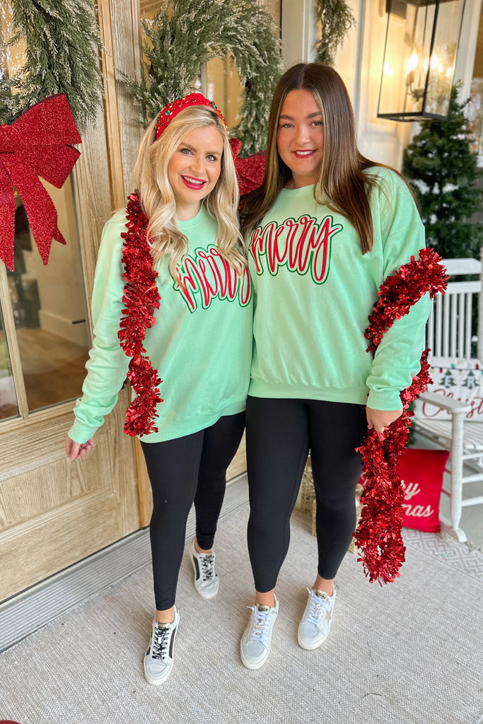 Merry Long Sleeve Christmas Sweatshirt Top - Be You Boutique