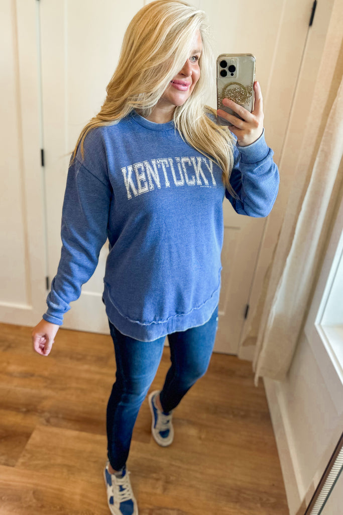 Kentucky Royal Scoop Fleece Heather Long Sleeve Sweatshirt Top - Be You Boutique