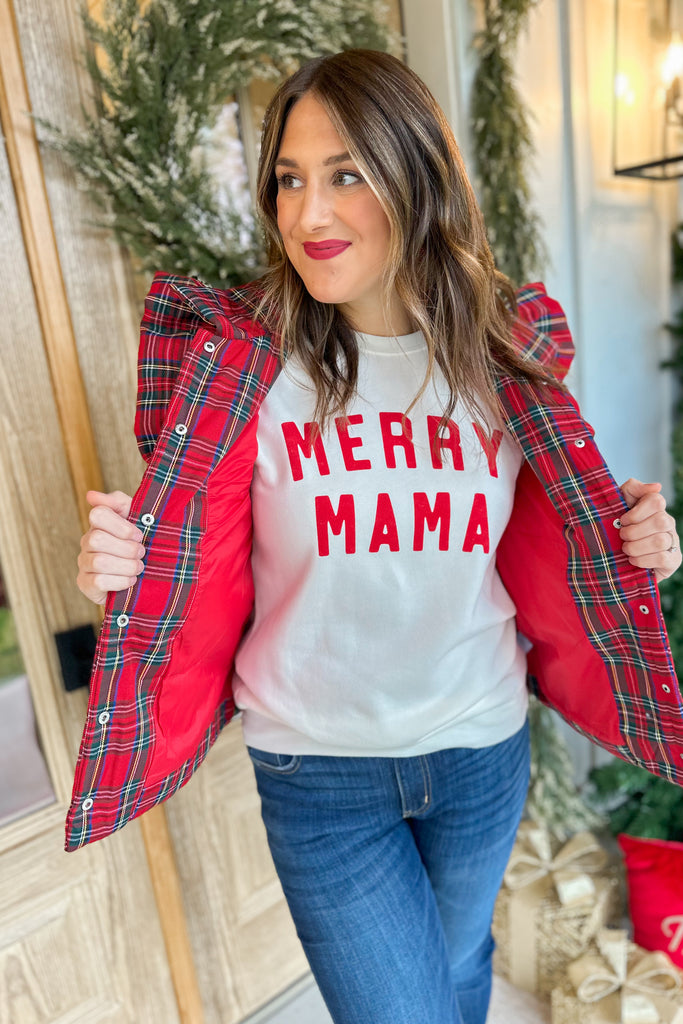 MERRY MAMA Long Sleeve Graphic Fleece Sweatshirt Pullover - Be You Boutique
