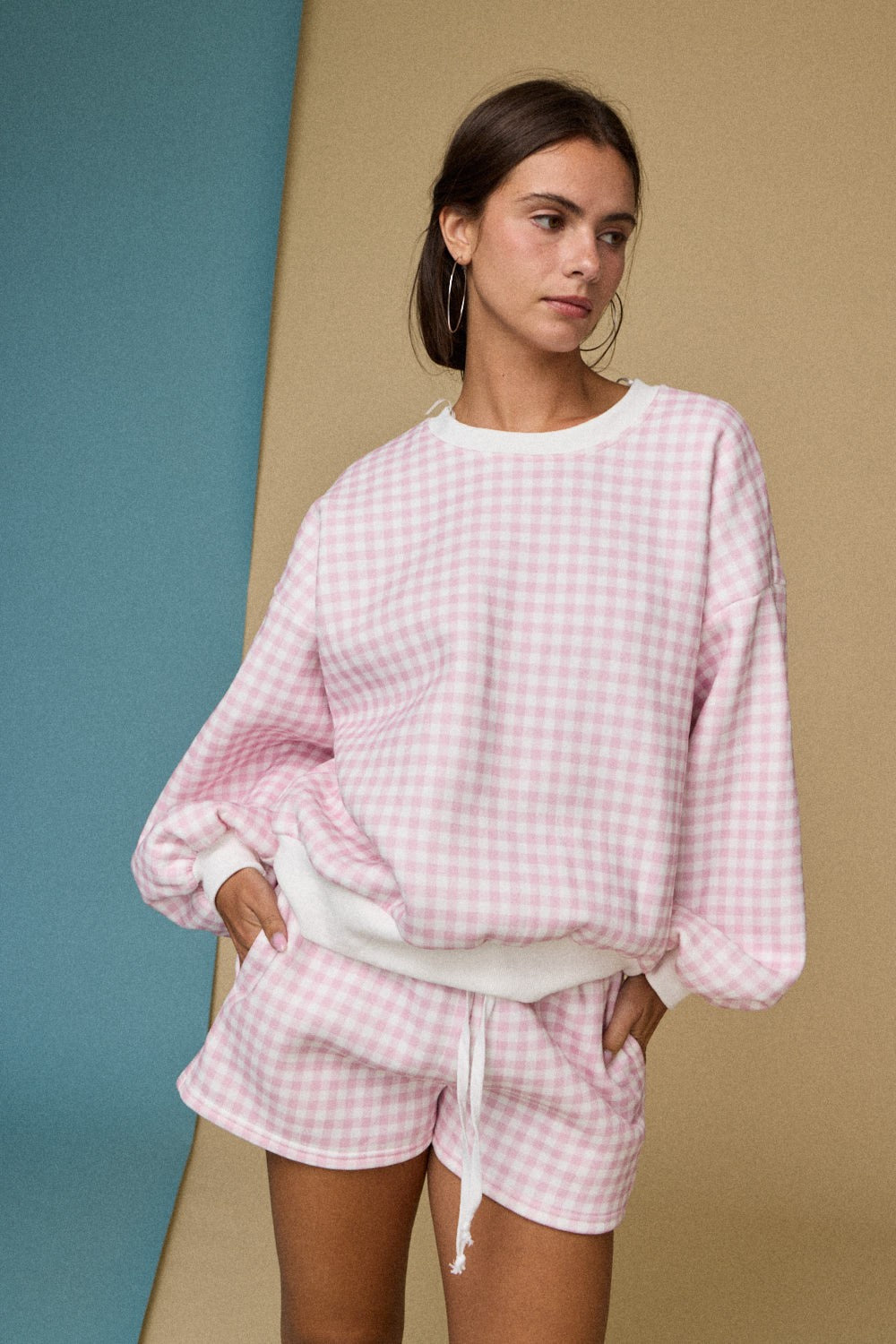 Noelle Pink Gingham Printed Short Set - Be You Boutique