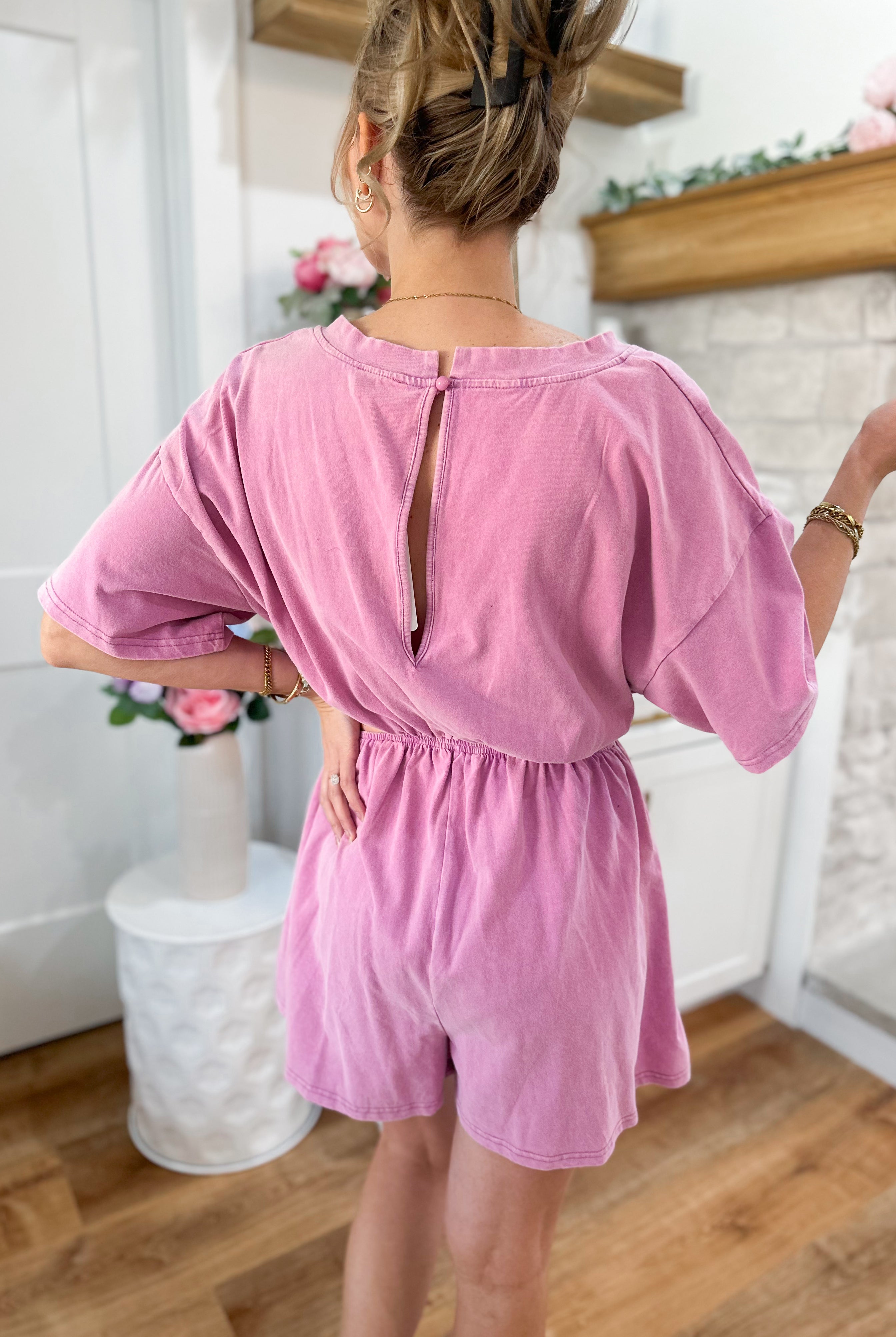 Lonnie Mineral Washed Super Soft Romper - Be You Boutique