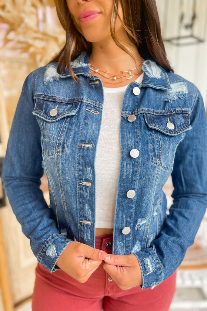Rosey Shirring Sleeve Denim Jacket - Be You Boutique