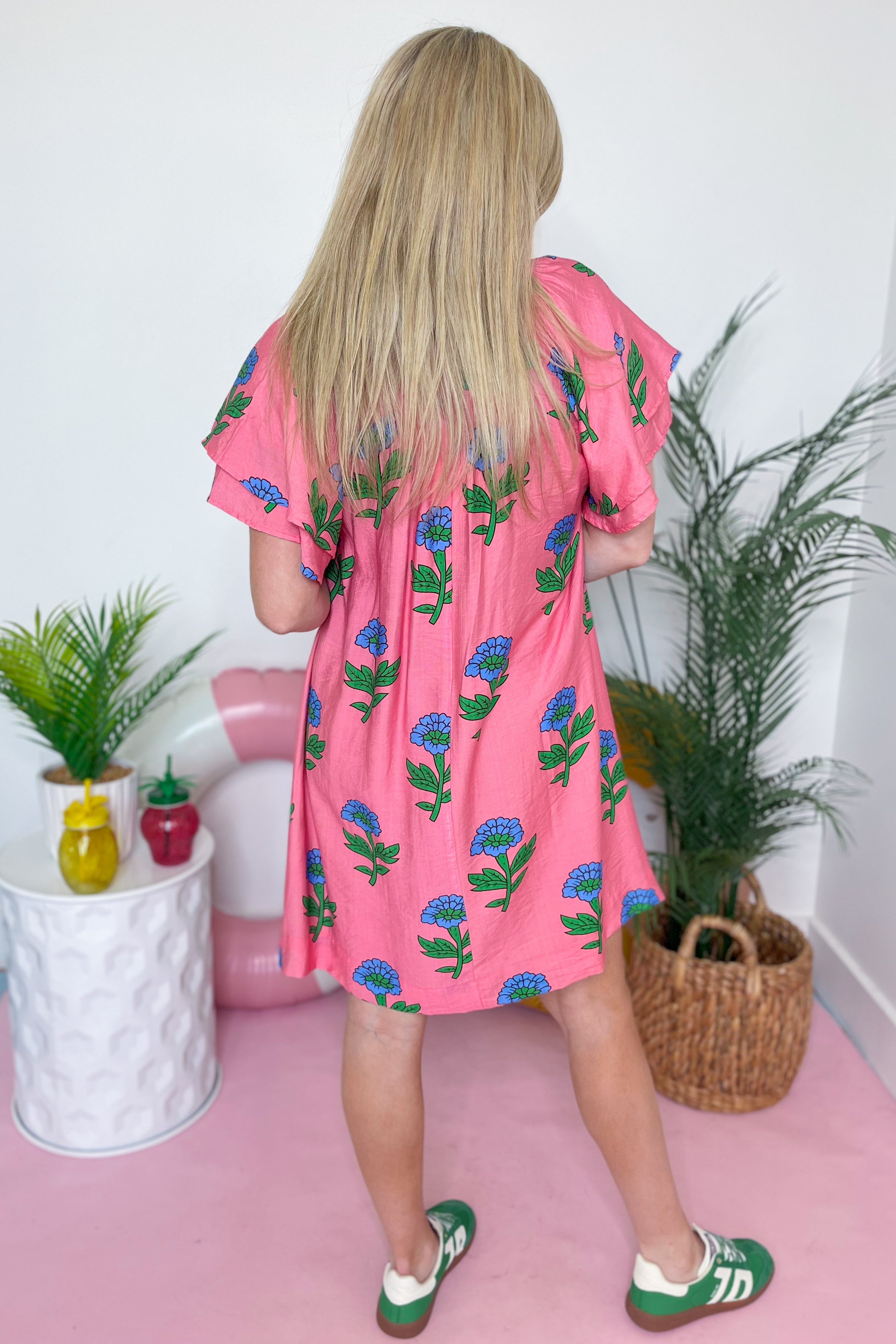 Janie Floral Flutter Sleeve Dress - Be You Boutique