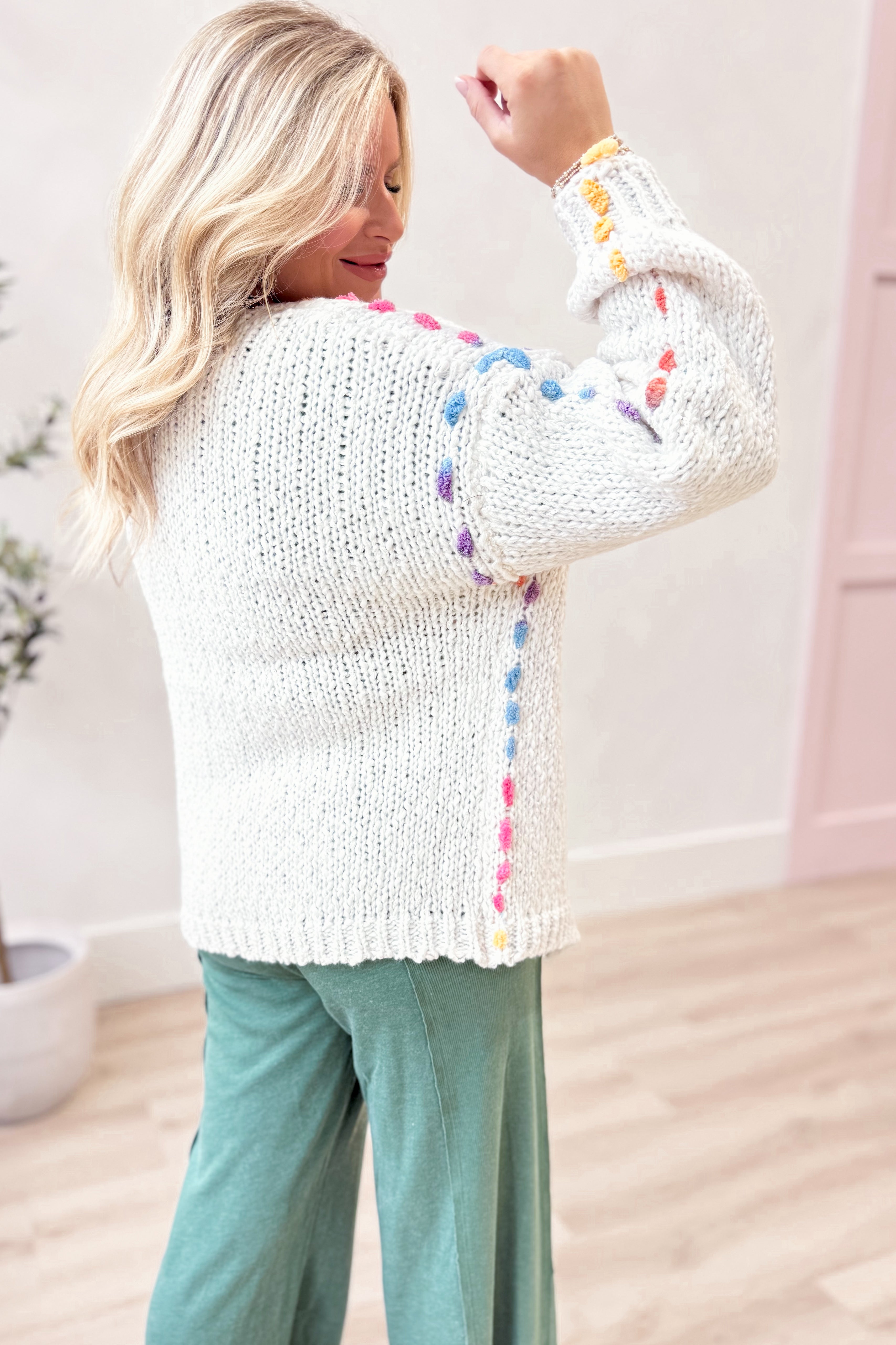 Val Rainbow Thread Trim Cardigan - Be You Boutique