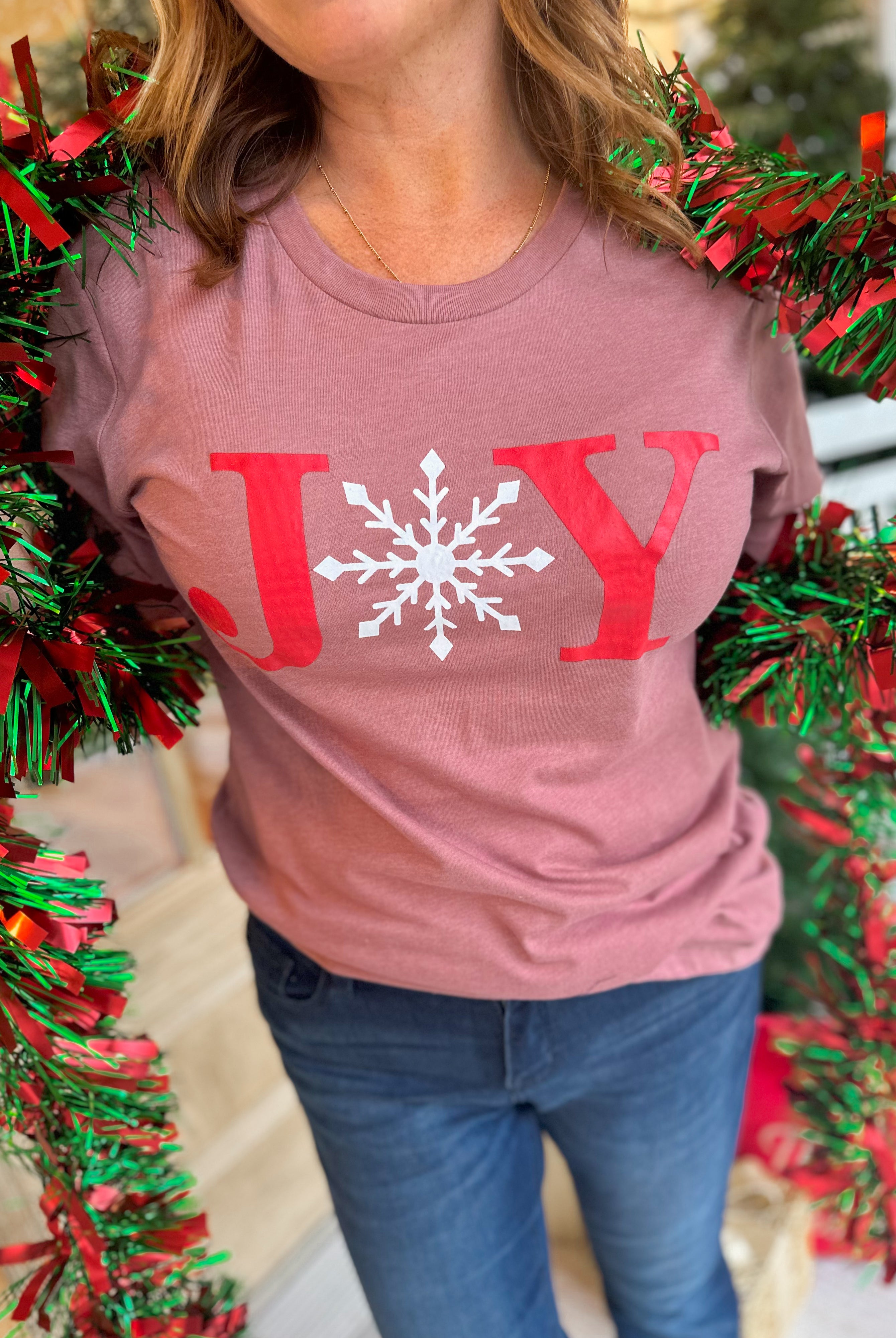 Joy Snowflake Christmas Graphic Tee *DOORBUSTER* - Be You Boutique