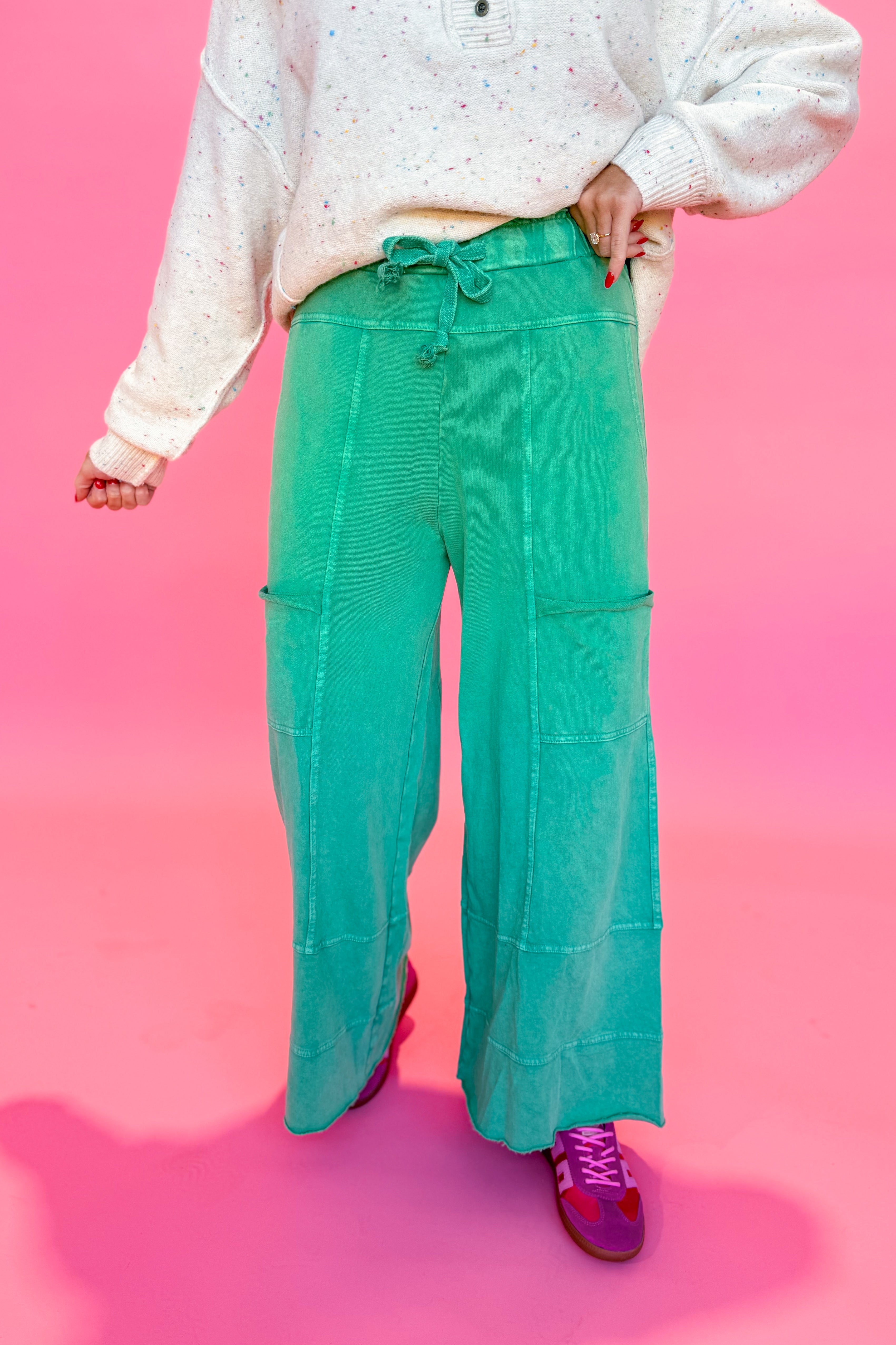 Bradley Mineral Washed Terry Knit Wide Leg Pants [S~3X] - Be You Boutique