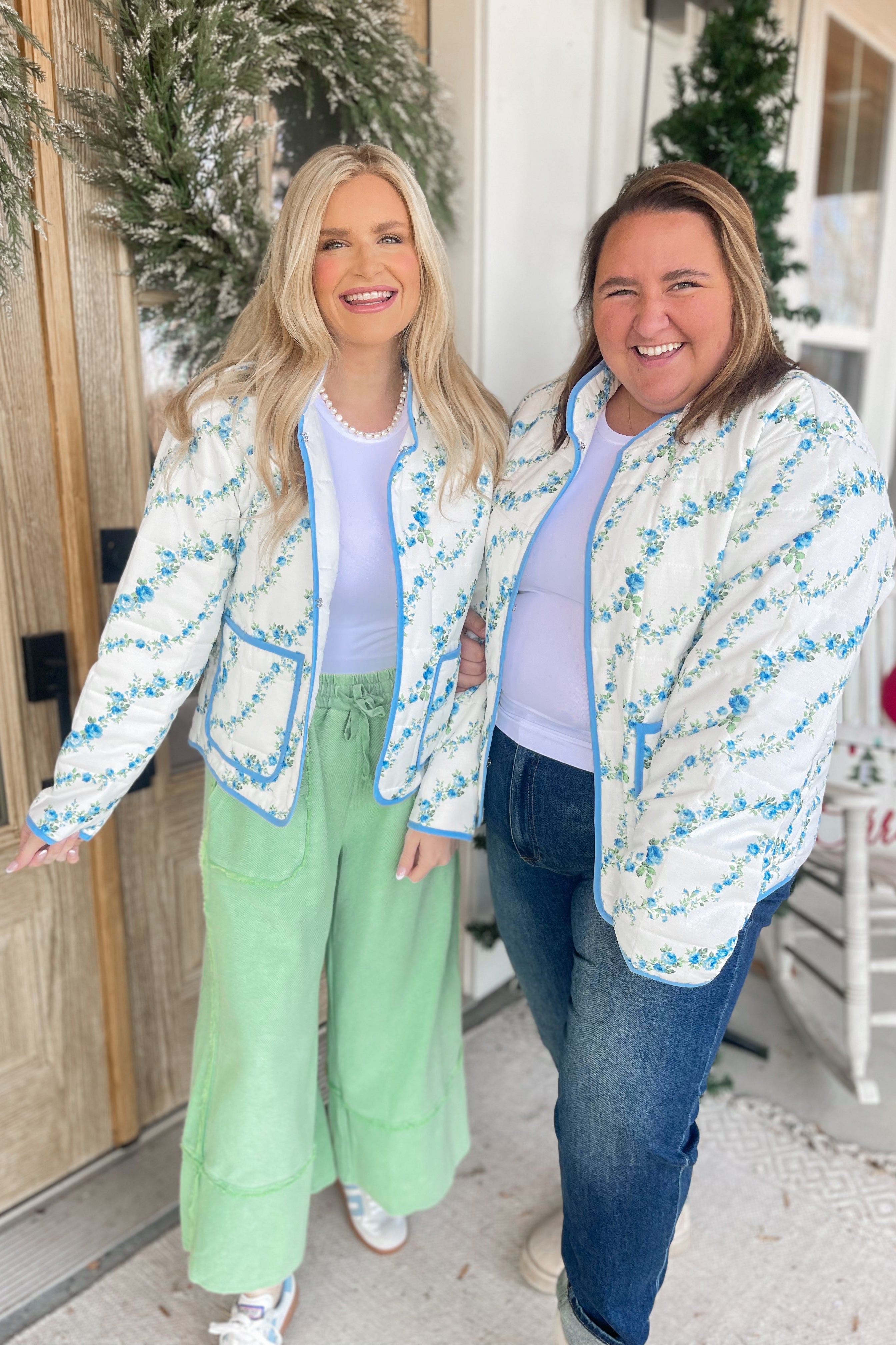 Amber Floral Print Quilted Contrast Binding Jacket - Be You Boutique