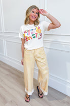 Worthy Wear Motherhood is My Ministry graphic T-shirt featuring bold text and a comfortable fit, showcasing a faith-inspired design.