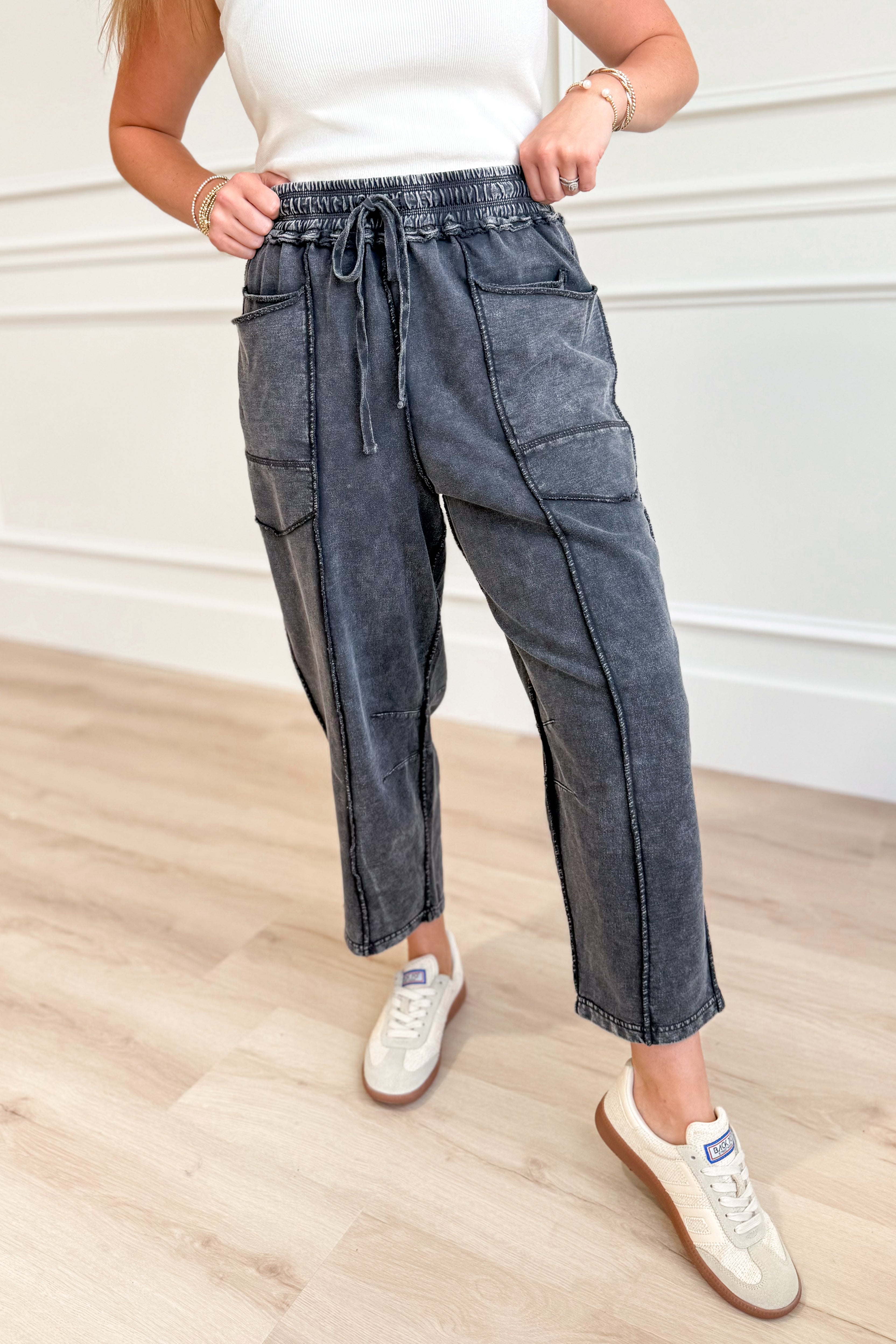 Vinny Mineral Washed Terry Knit Pant - Be You Boutique