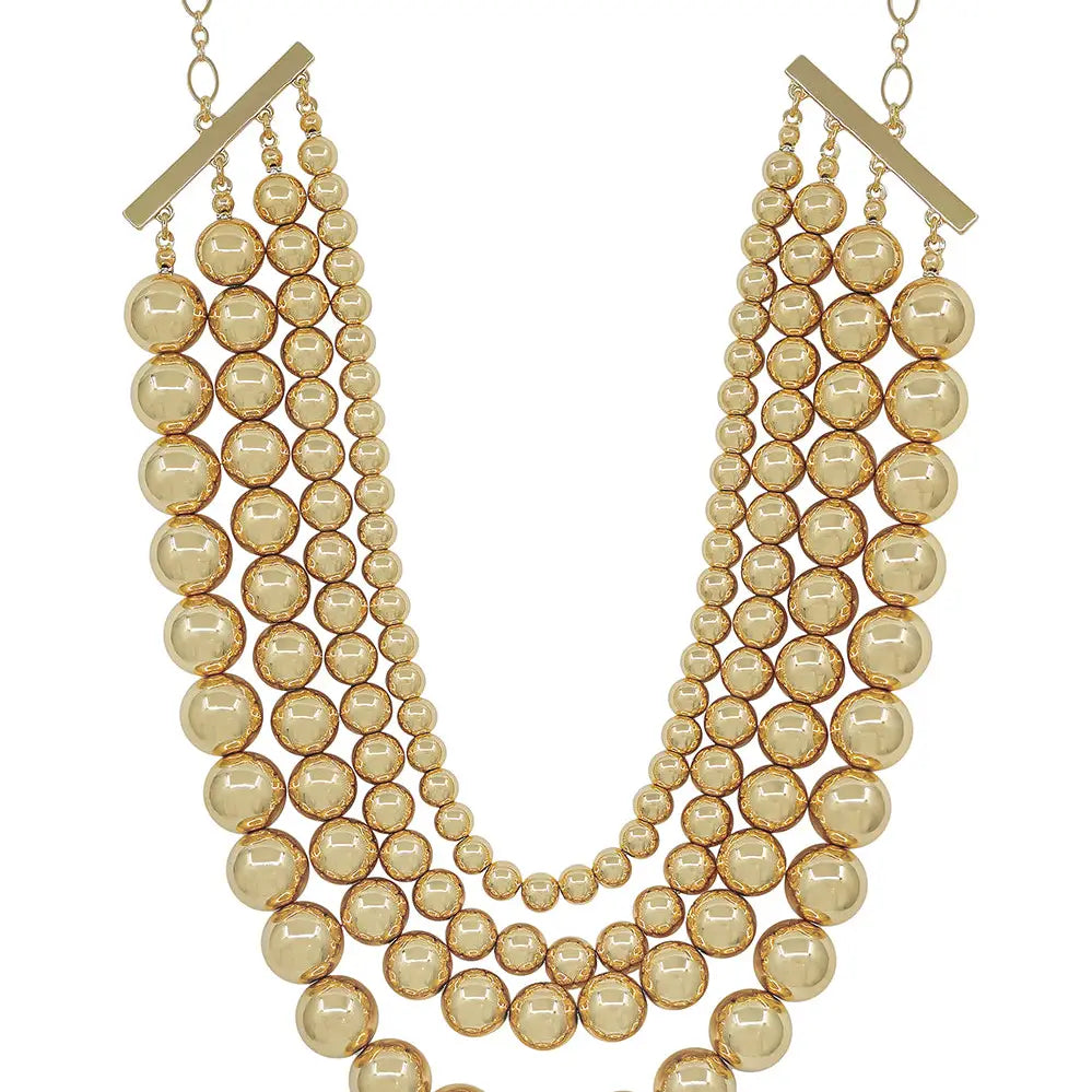 Gold 4 Layer Beaded Necklace - Be You Boutique