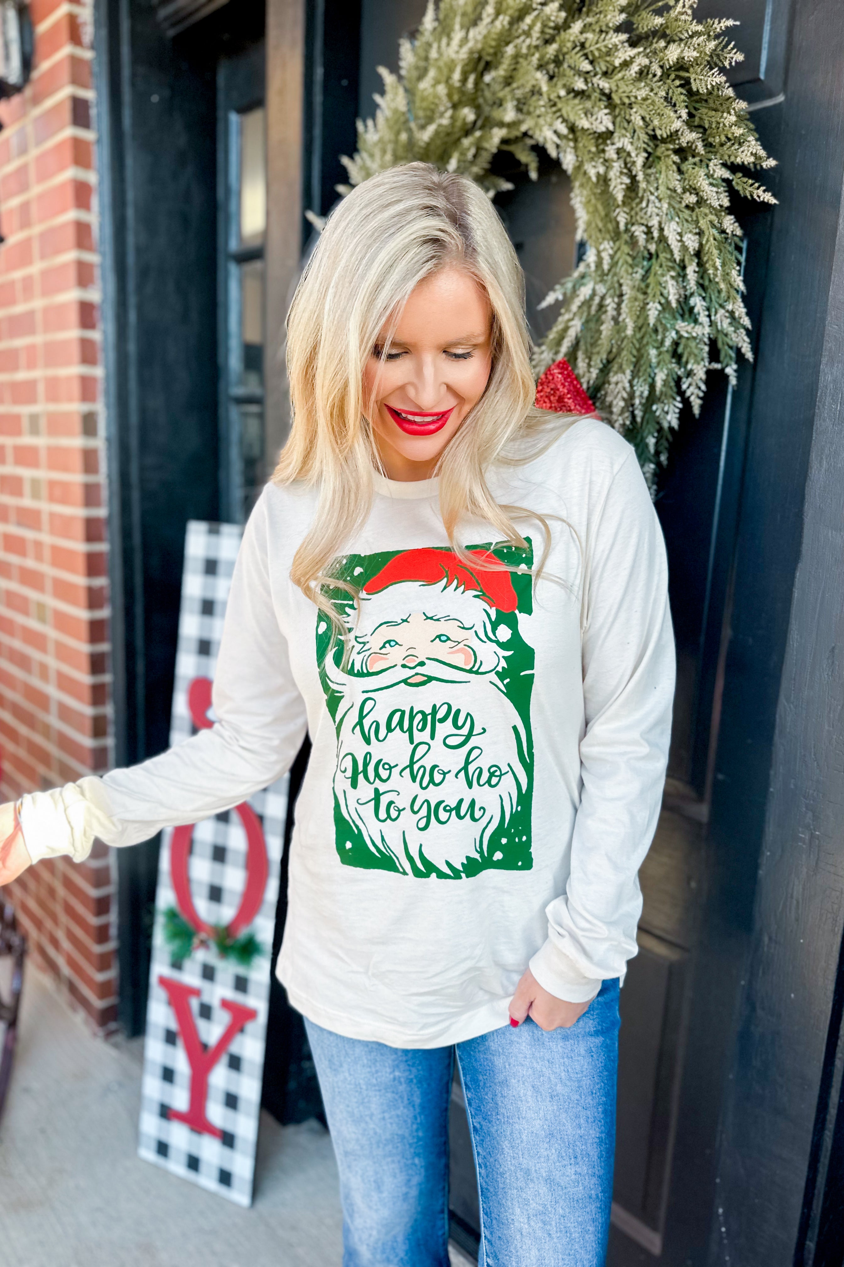Happy Ho Ho Ho Long Sleeve Unisex Graphic Tee - Be You Boutique