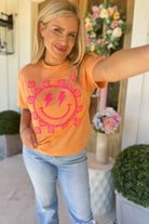 Happy Check Lightening Flower Short Sleeve Graphic Tee - Be You Boutique