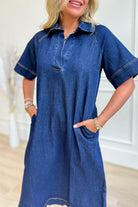 Kiana Denim Raglan Sleeve Midi Dress - Be You Boutique